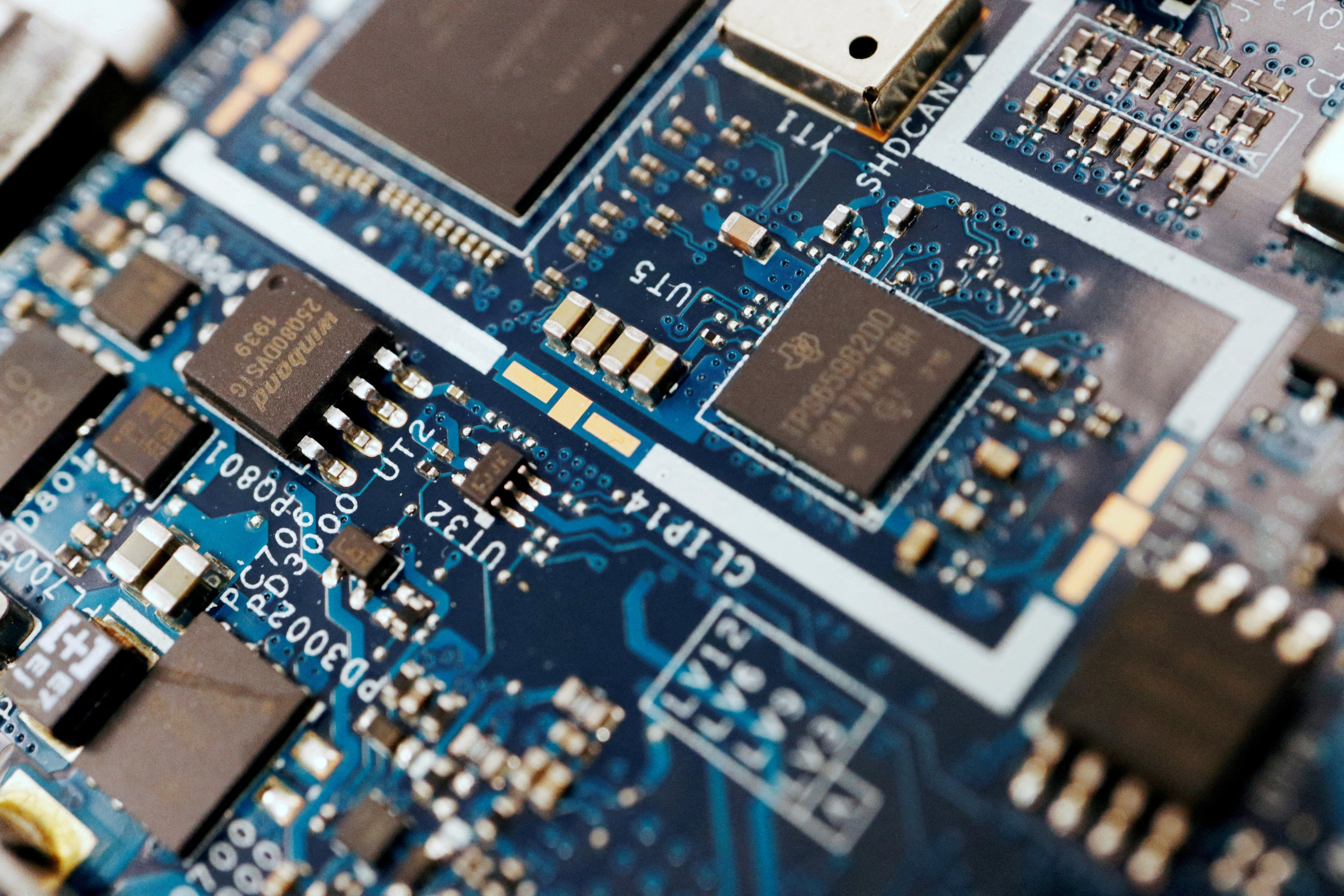 Semiconductor chips on a computer circuit board. Photo: Reuters