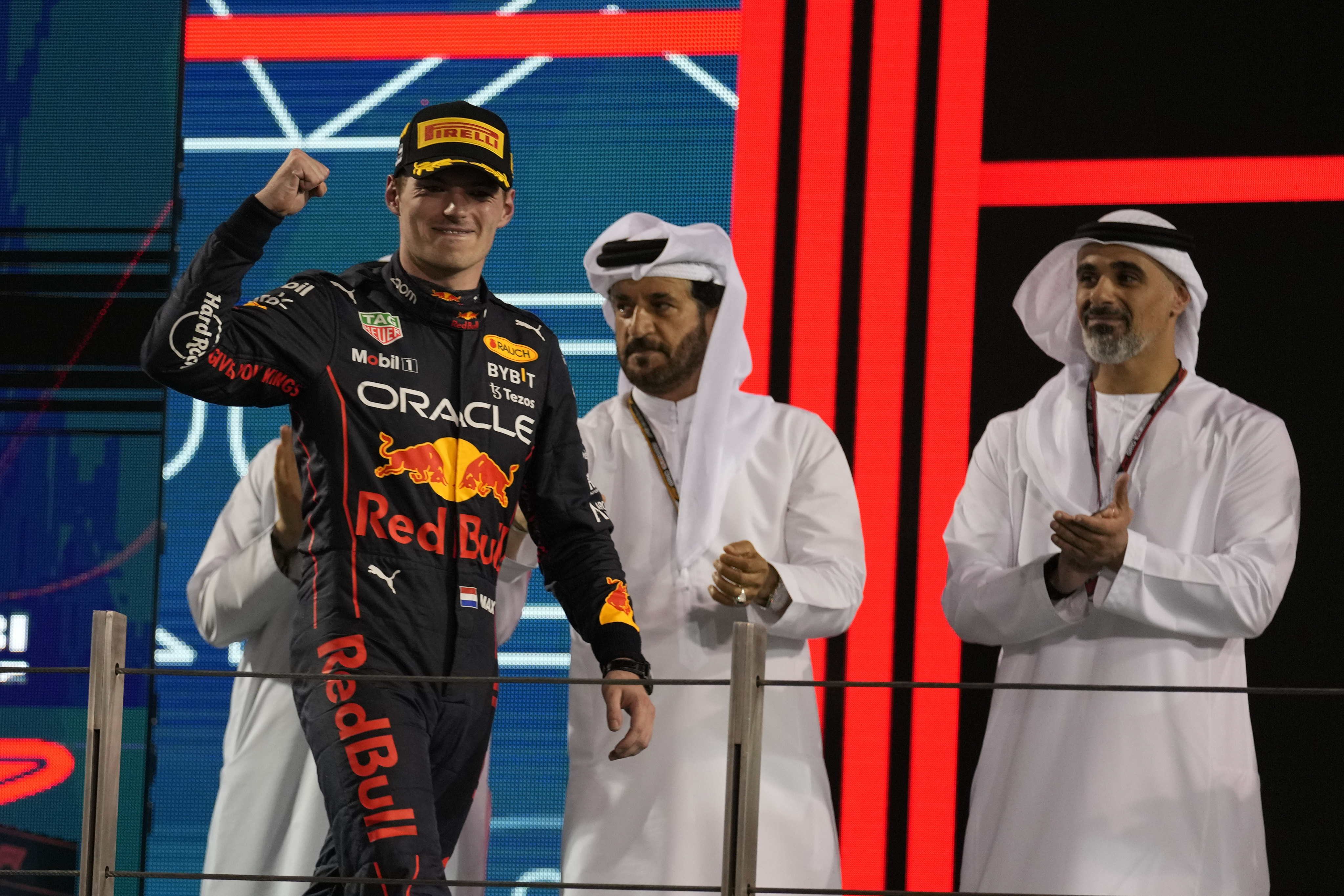 Red Bull’s Max Verstappen celebrates after winning the Abu Dhabi Grand Prix. Photo: AP