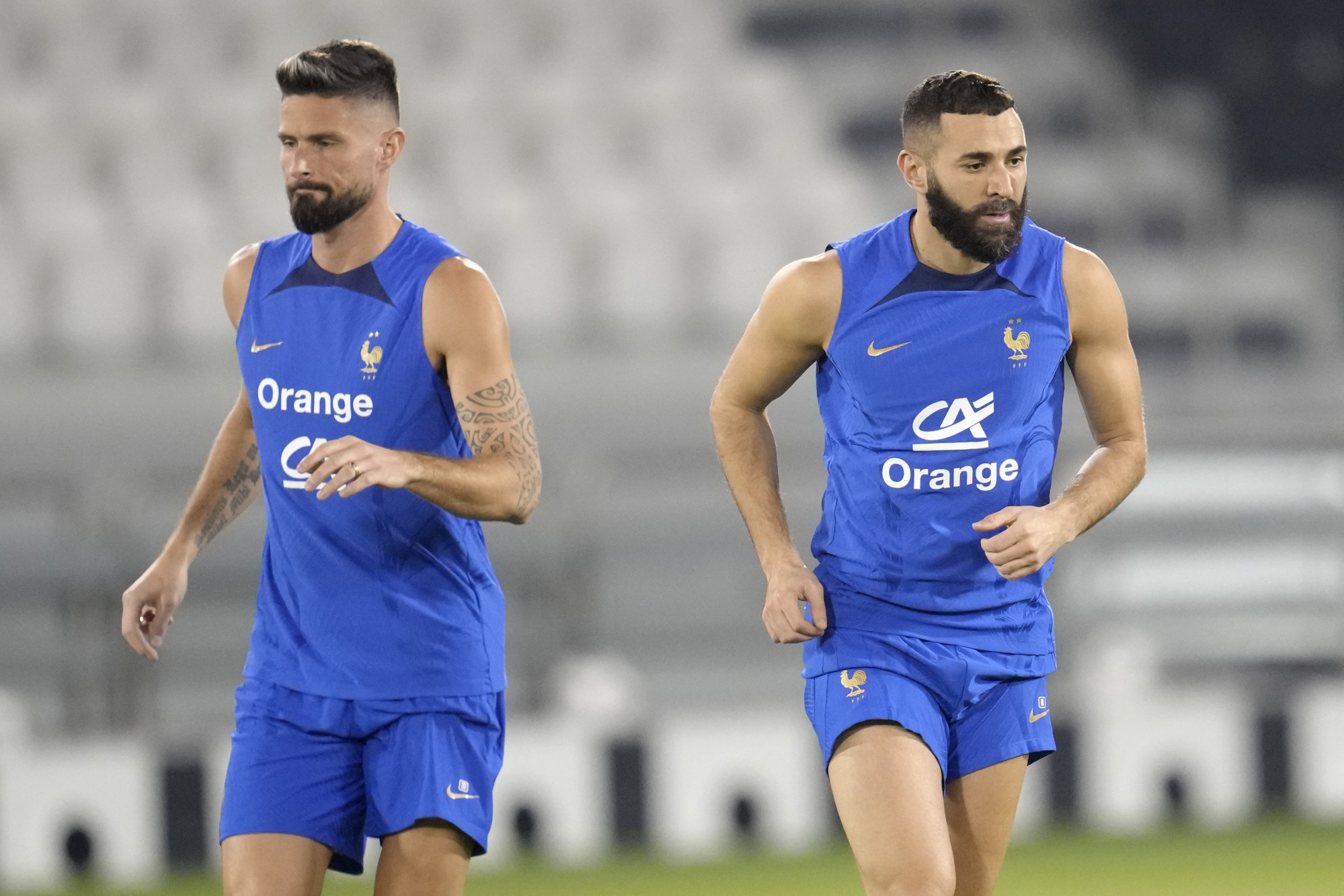 France’s Olivier Giroud Karim Benzema. Photo: AP
