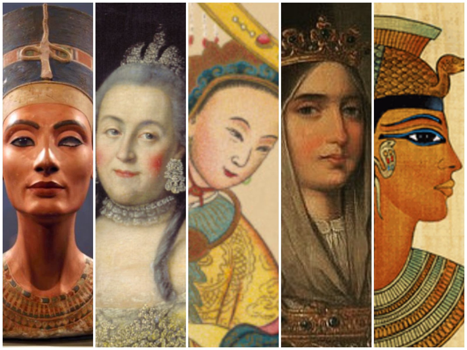 Hatshepsut, Catherine the Great, Empress Wu, Isabella of Spain and Cleopatra were the five richest queens in history ... so how much would they have had in the bank today? Photos: Handout; Mary Evans Picture Library; @queen_isabella_of_spain/Instagram; @Egypteinsolite, @lifeofcleopatra/Twitter