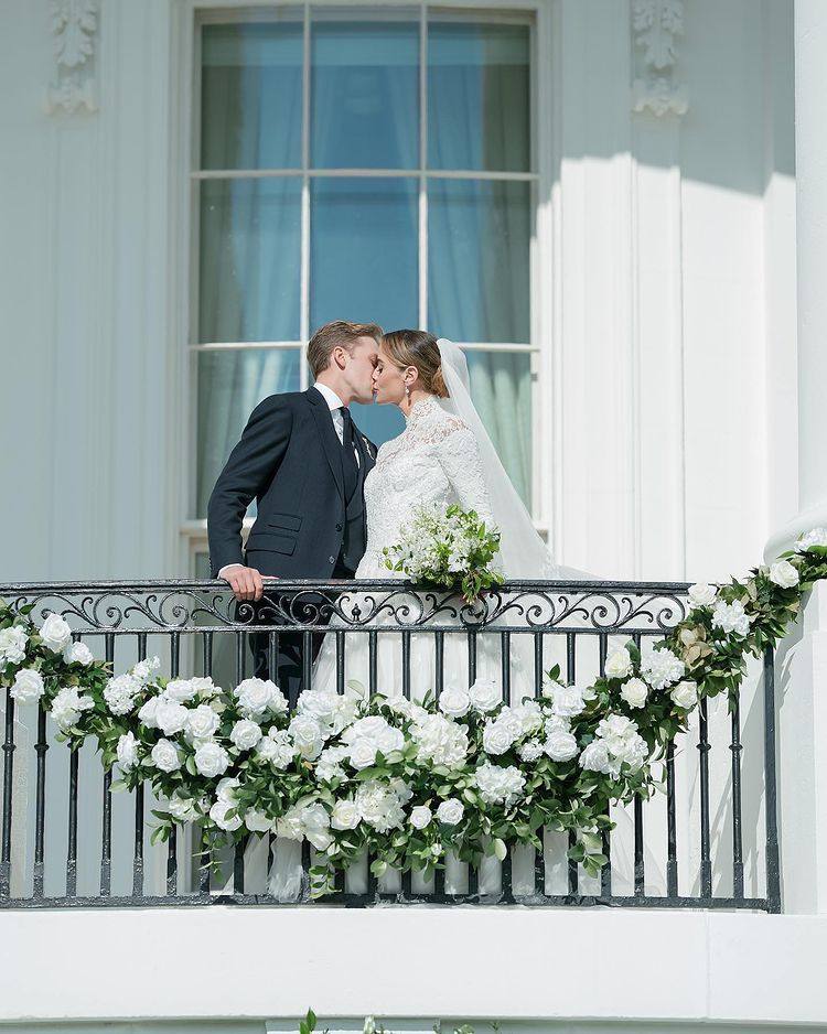 Naomi Biden wore a Ralph Lauren gown with a lace neckline for her White  House wedding to Peter Neal | South China Morning Post