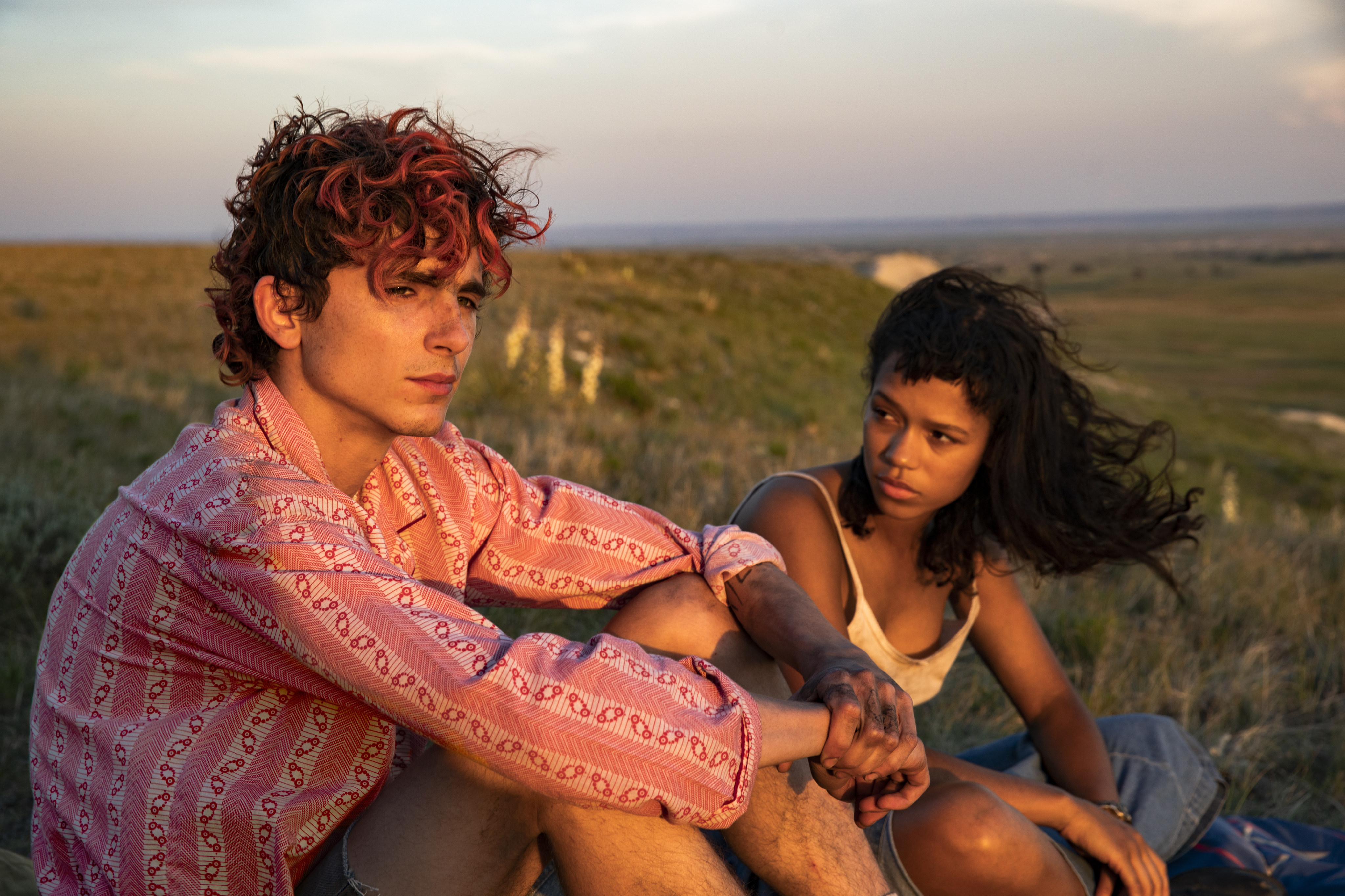 Timothée Chalamet as Lee and Taylor Russell as Maren in a still from Bones and All. Photo: Yannis Drakoulidis/Metro Goldwyn Mayer Pictures