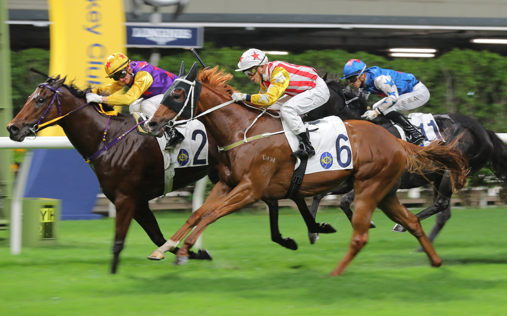 Zac Purton salutes aboard Amazing Rocky at Happy Valley last night.