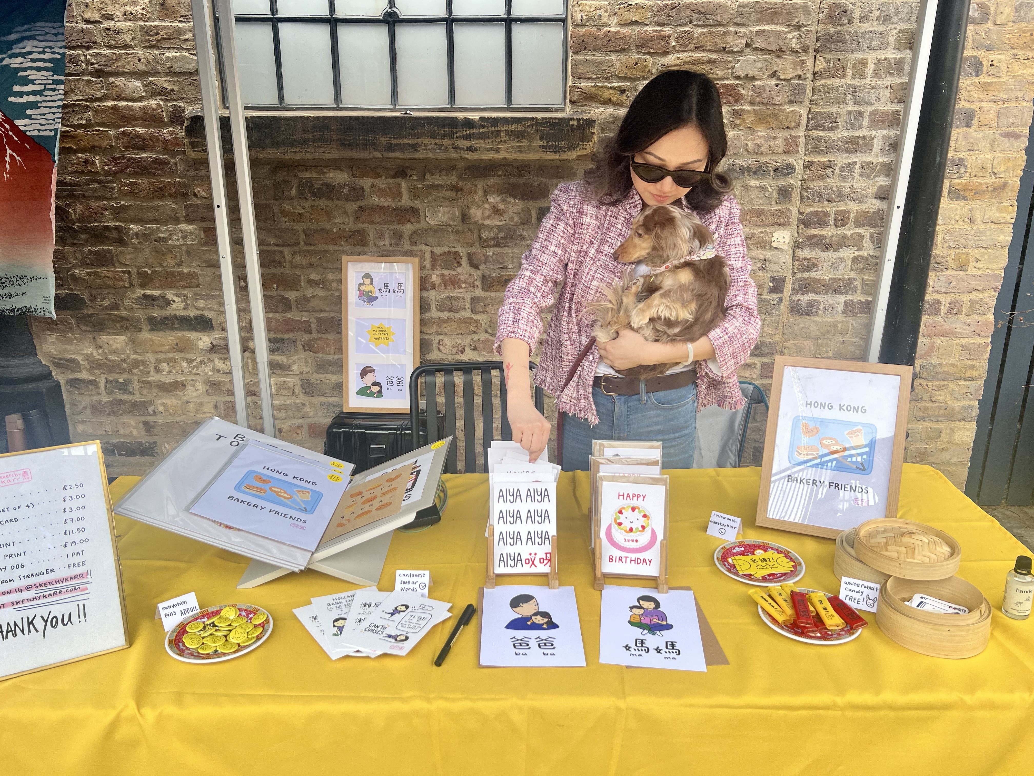 Kar, who moved from Hong Kong to Britain nine years ago, occasionally takes part in London’s art markets to sell her work. Photo: Handout
