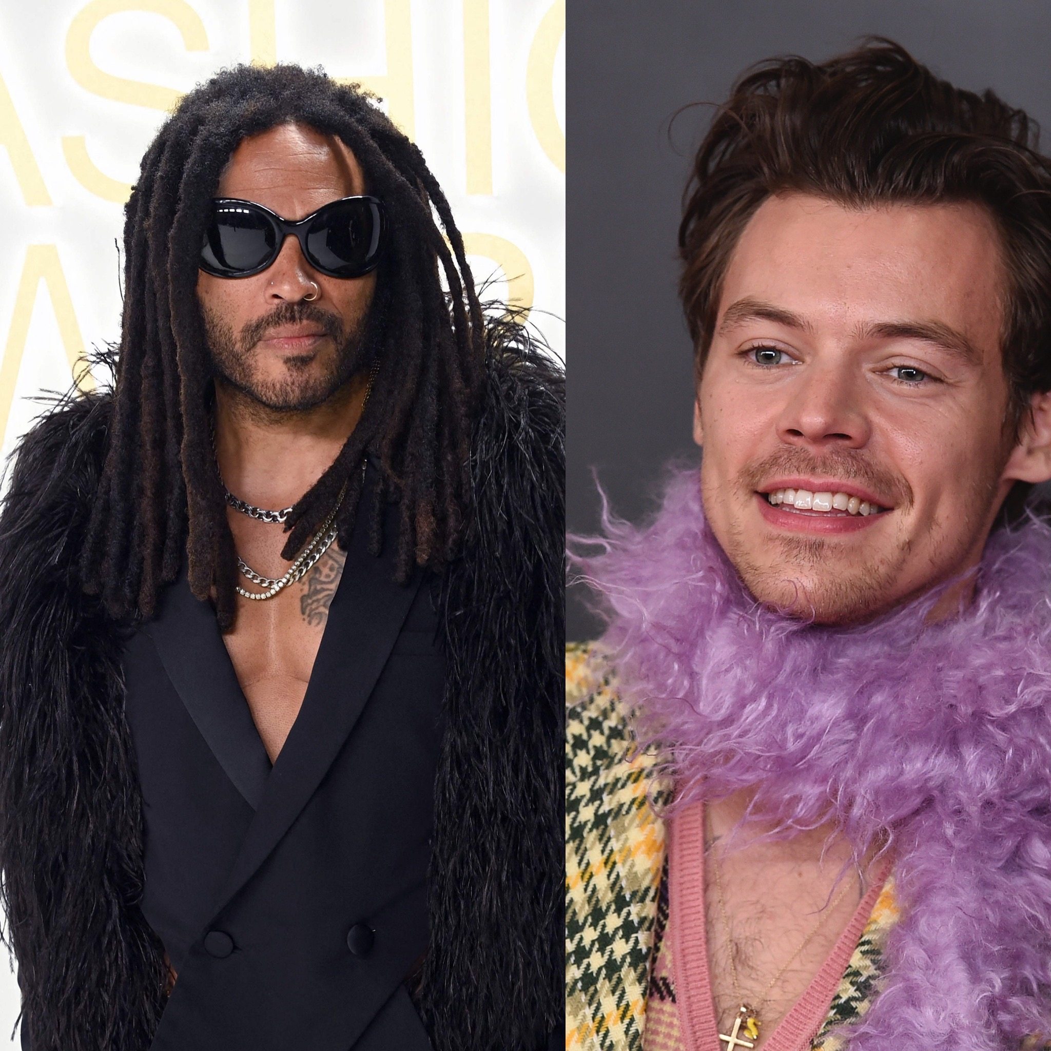 Trendsetting singers Lenny Kravitz (above left) and Harry Styles have helped push men’s style forward, to the point where womenswear designers Simone Rocha and Peter Do have launched menswear collections. Photo: AP/AFP