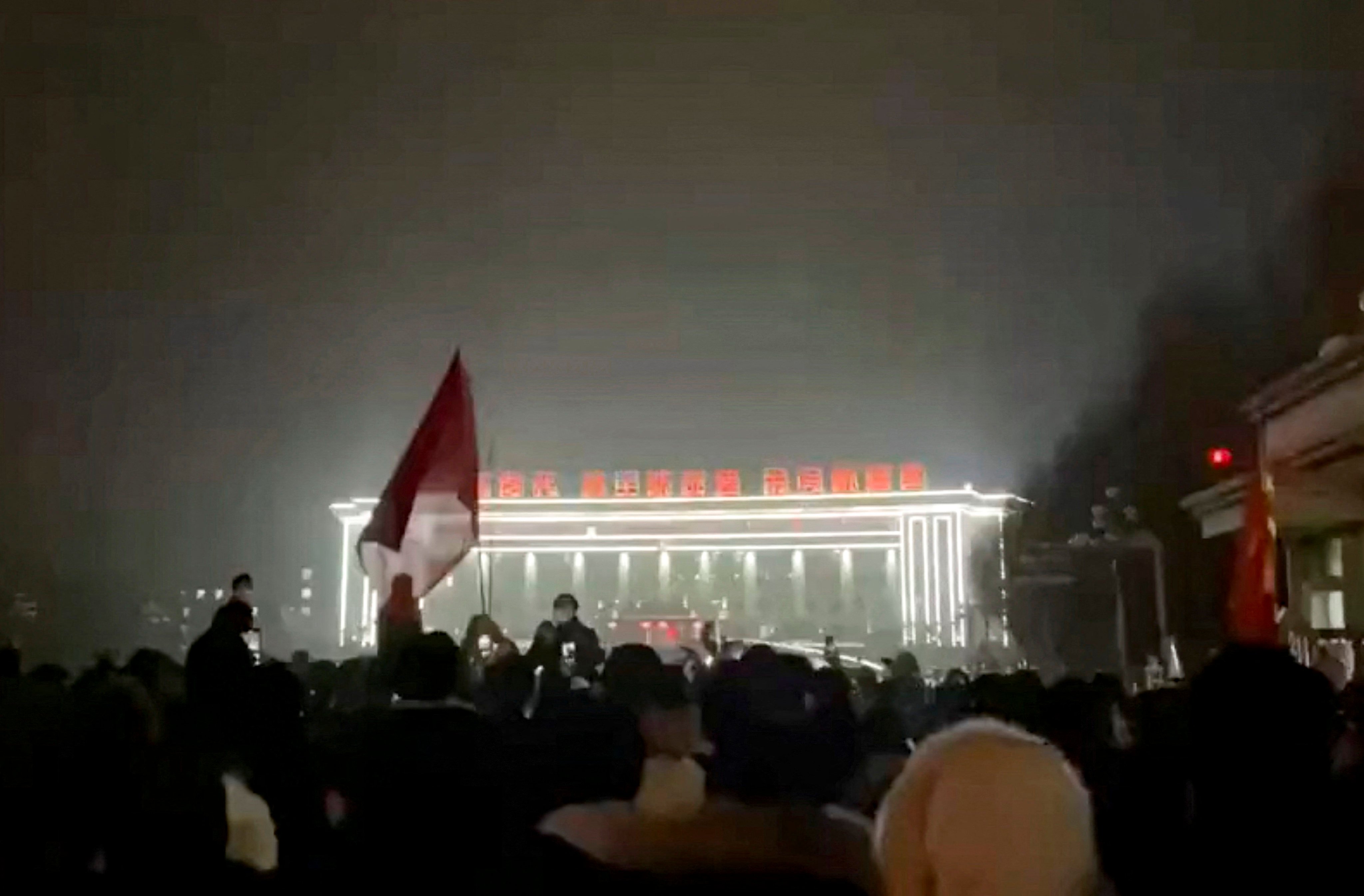 Footage of protests against coronavirus disease outbreak measures in Urumqi, Xinjiang, emerged on Friday. Photo: Reuters