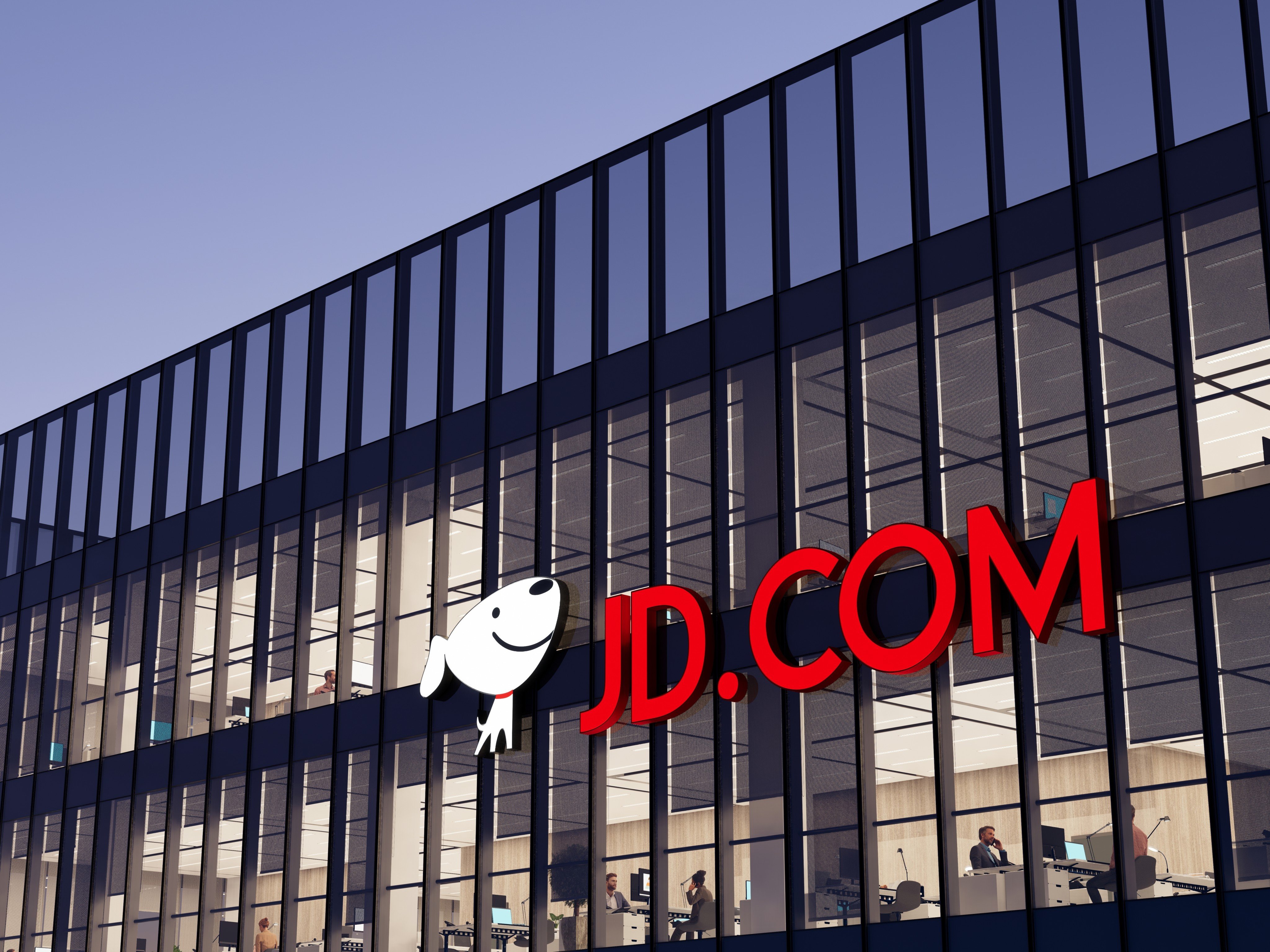 JD.com’s logo and mascot are seen at the e-commerce giant’s headquarters in Beijing on May 2, 2022. Photo: Shutterstock