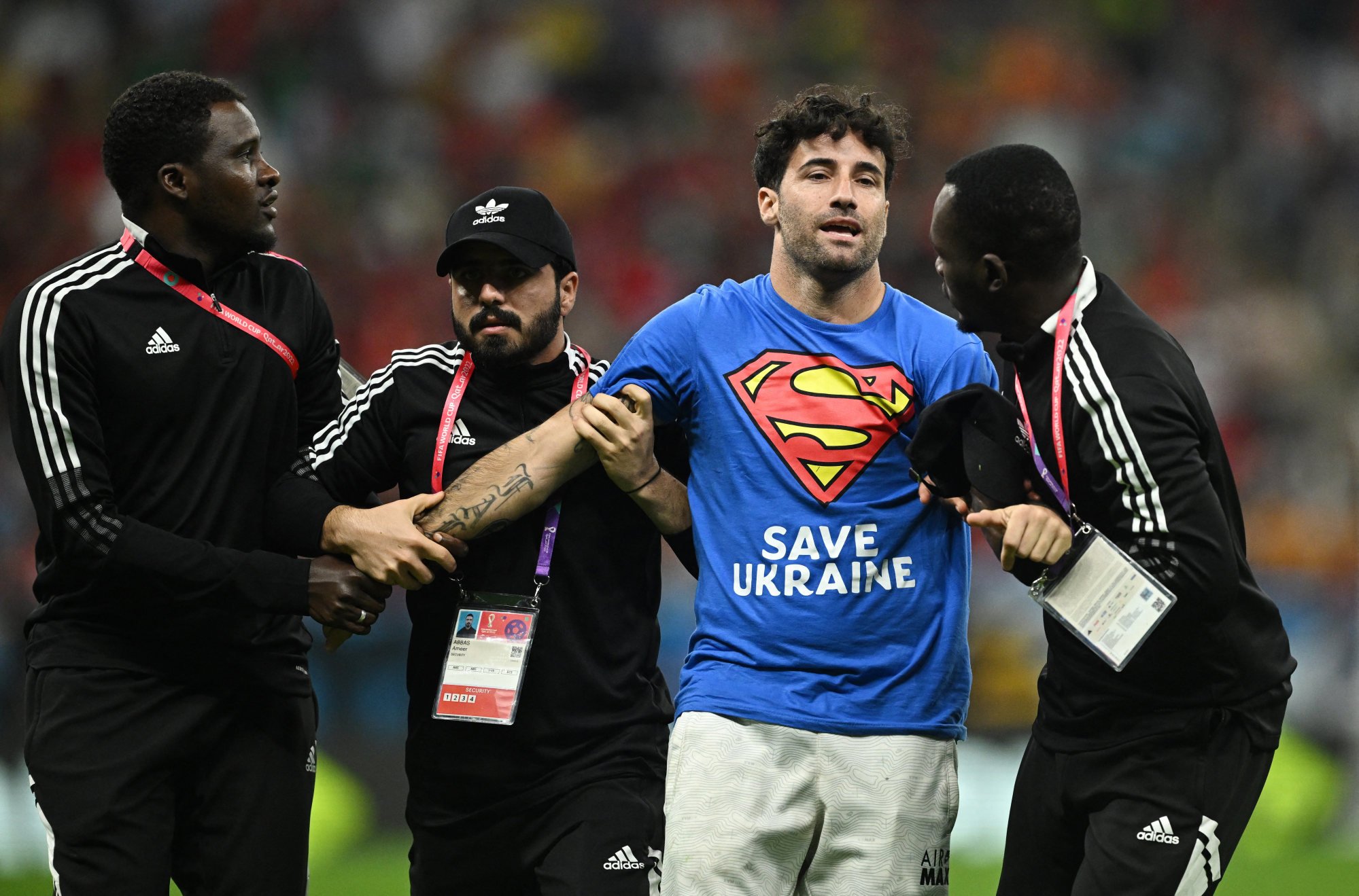 World Cup 2022: Protester runs onto pitch with rainbow flag