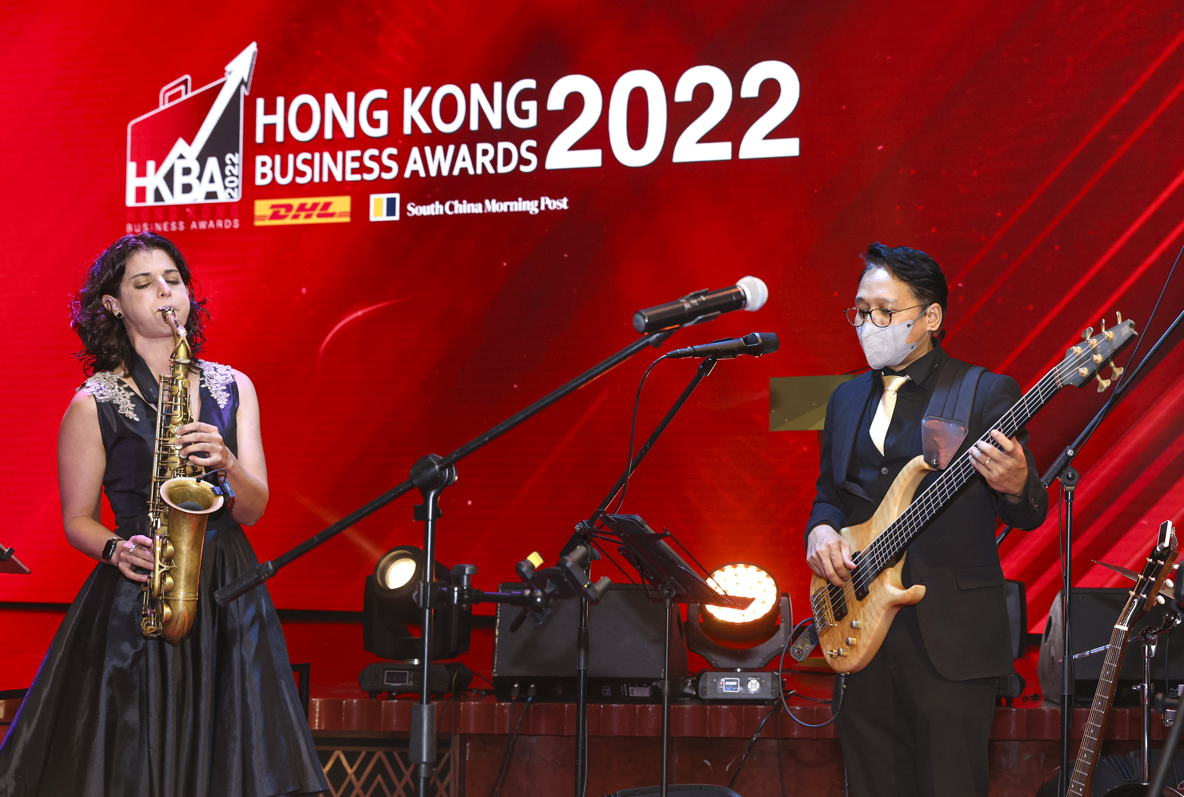 A band performs during the gala dinner at the DHL/SCMP Hong Kong Business Awards 2022 at the Grand Hyatt Hotel, Wan Chai. Photo: K. Y. Cheng