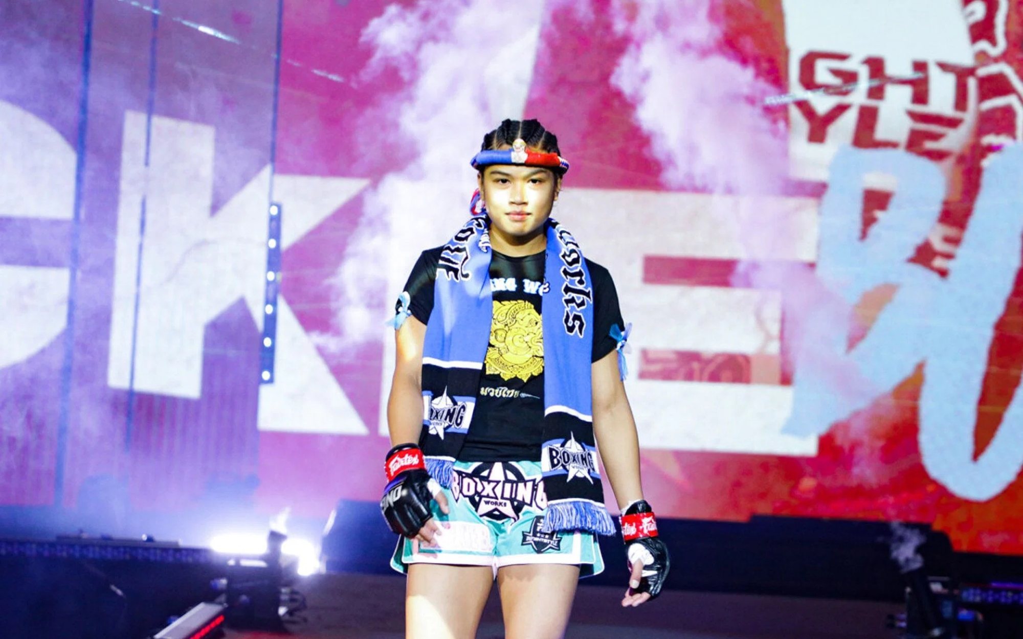 Jackie Buntan walks out for a Muay Thai fight. Photo: ONE Championship.