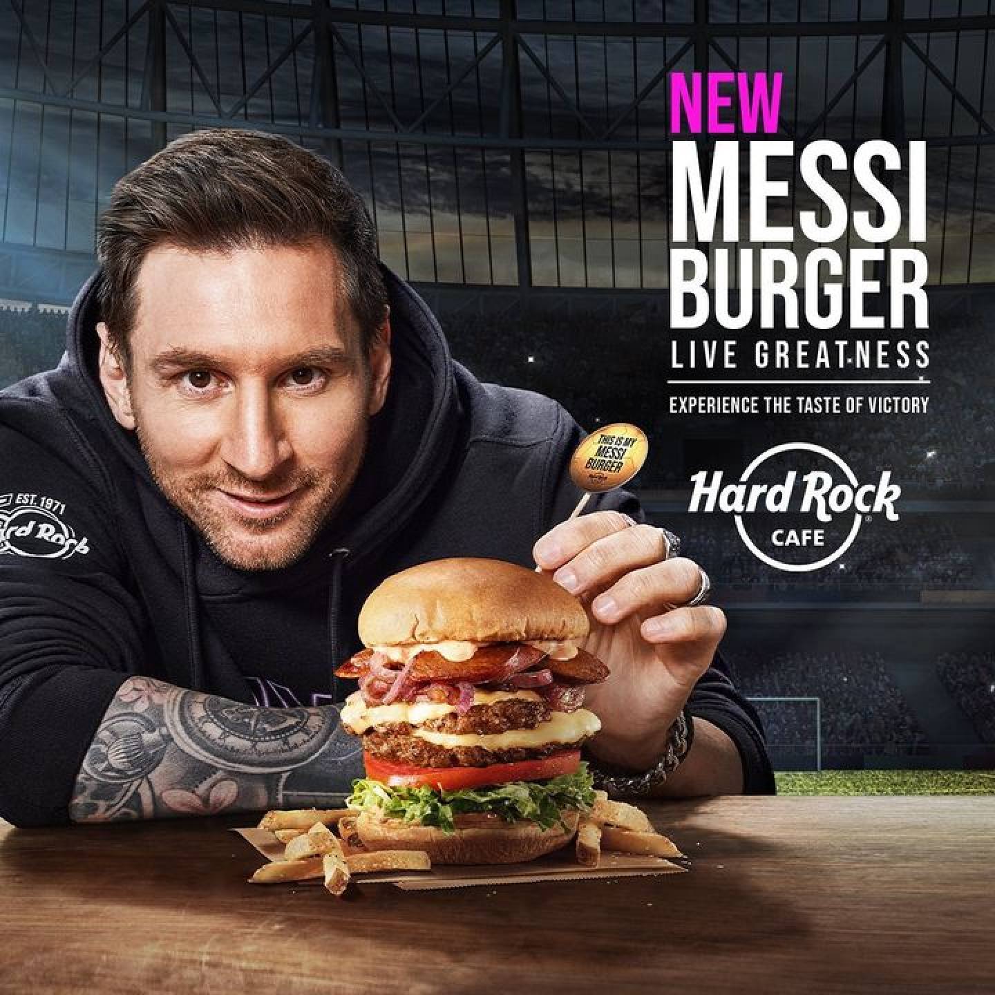 Lionel Messi in an ad campaign for Hard Rock International. Photo: @leomessi/Instagram