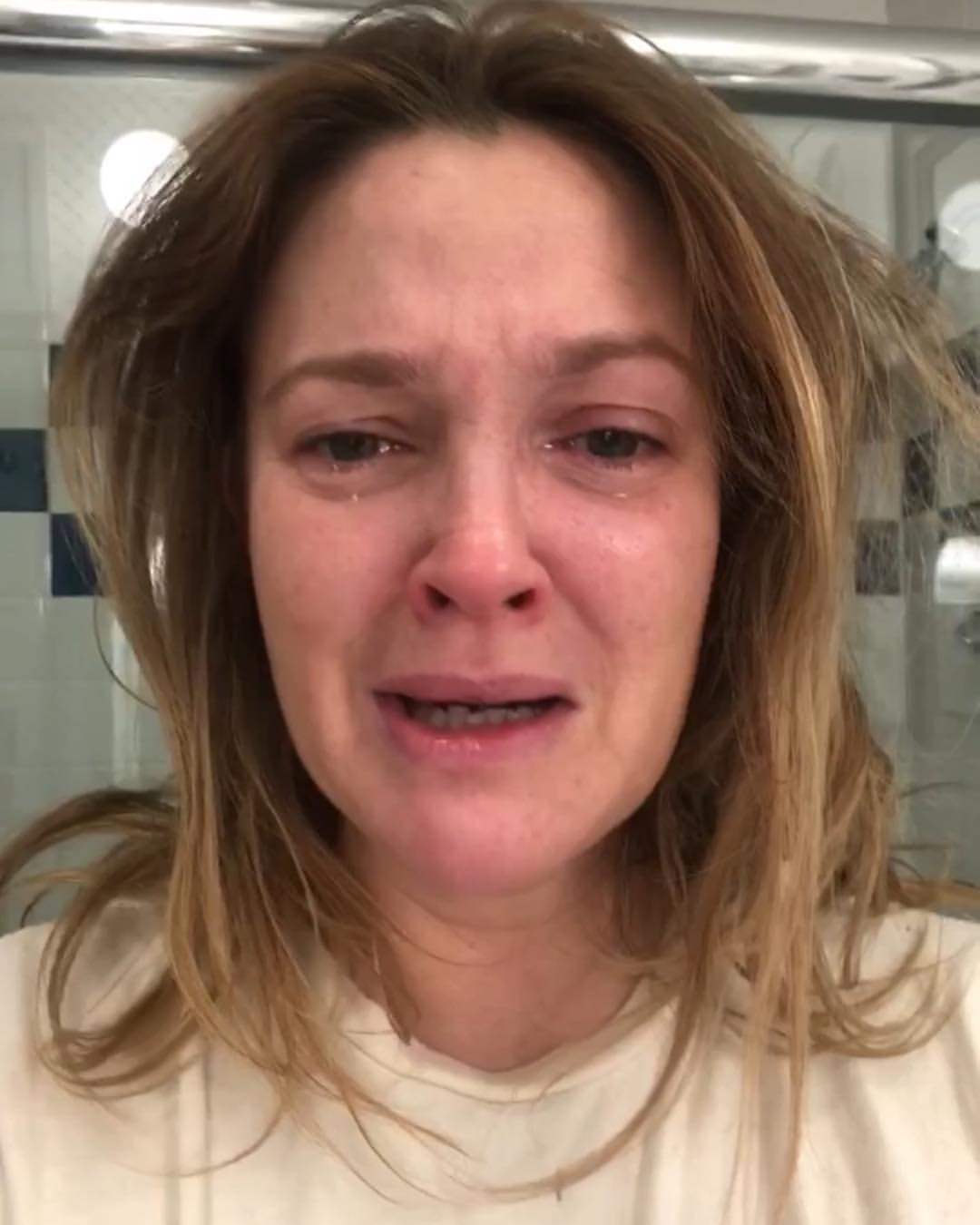 Actress Drew Barrymore posted this photo of her crying on social media. Now you can get the just-been-crying look using make-up. Photo: Instagram/@drewbarrymore