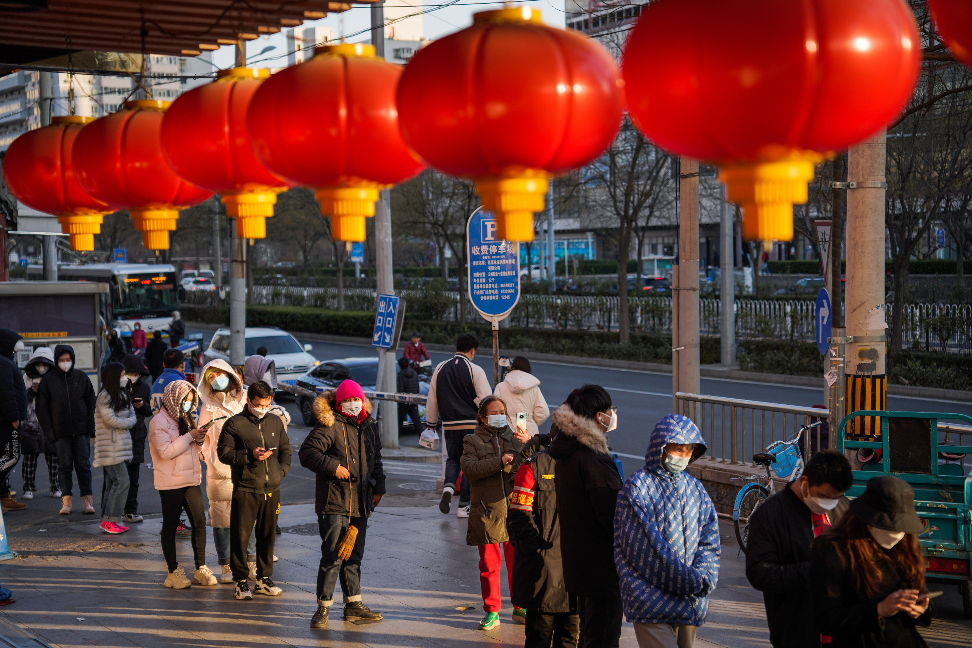People in Beijing queue up at a coronavirus test station earlier this week. Photo: EPA-EFE