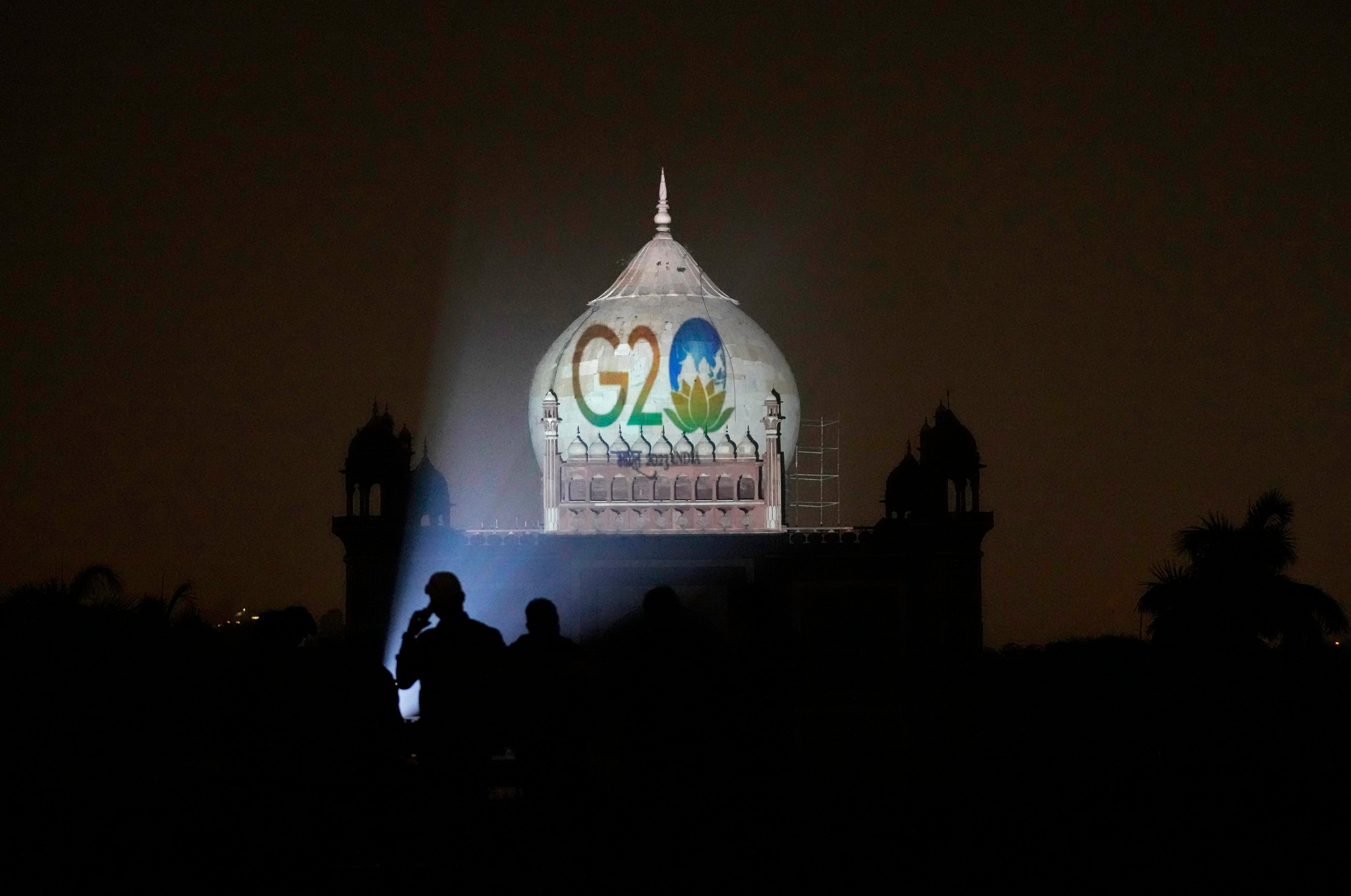 The G20 logo is projected onto the Safdarjung Tomb in New Delhi on December, to mark India’s presidency of the forum. Can Indian diplomacy rise to the occasion to effectively support G20 engagement throughout 2023? Photo: AP