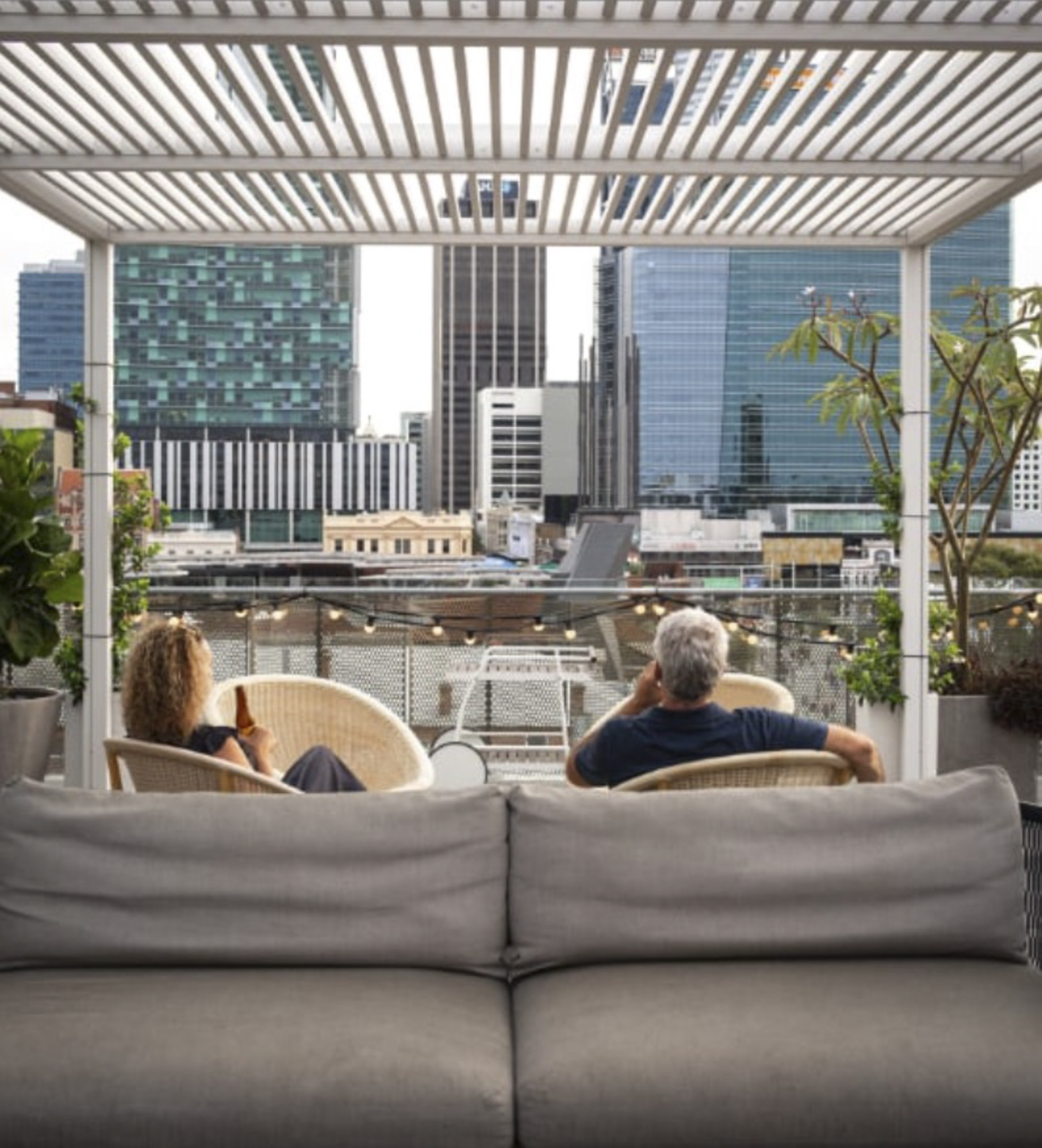 The rooftop terrace at  the Alex, in Perth, Australia, a space for guests to feel at home and interact. Photo: Alex