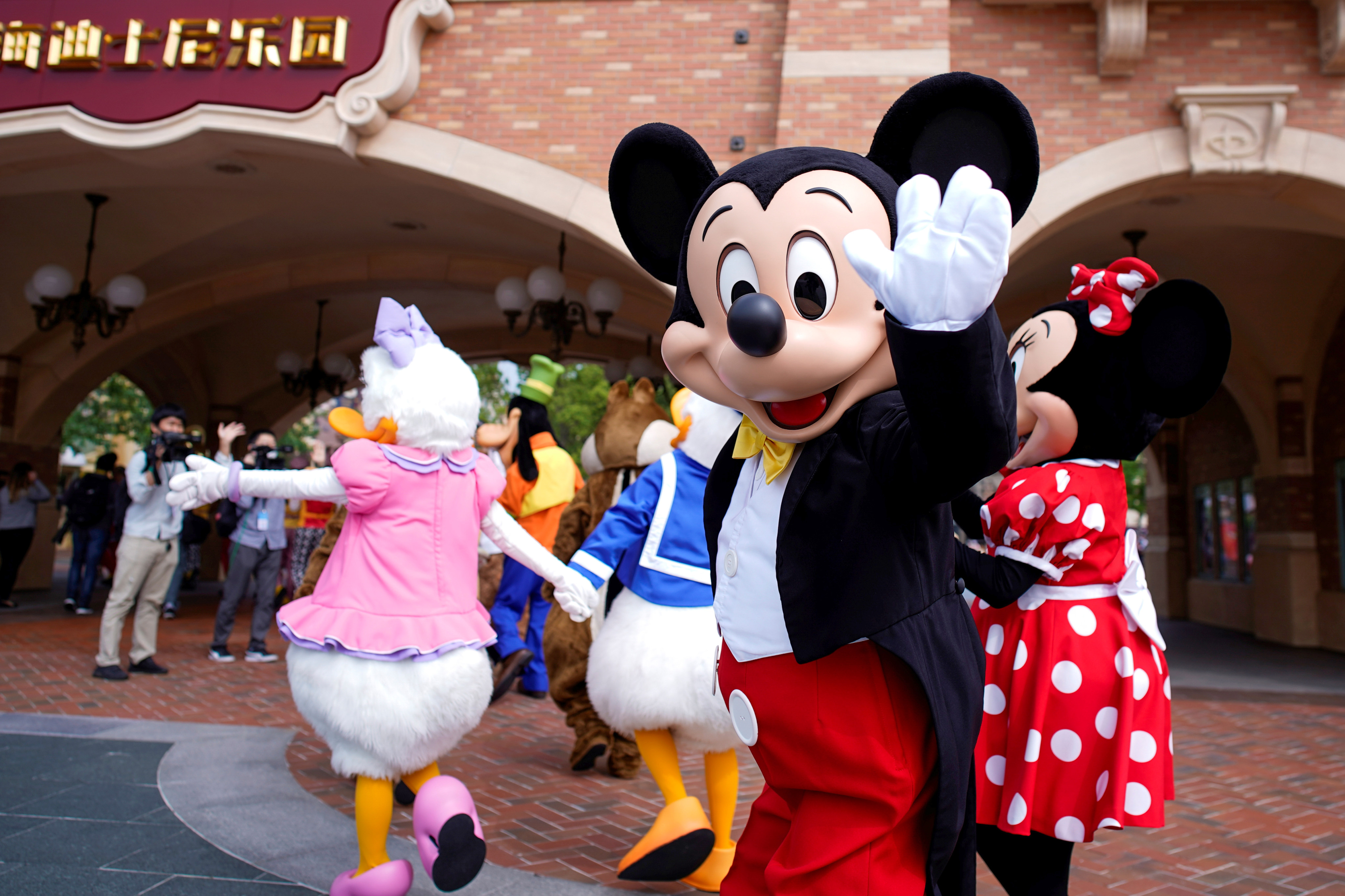 Mickey, Minnie, Donald and Daisy at Shanghai Disneyland Resort on May 11, 2020. Photo: Reuters