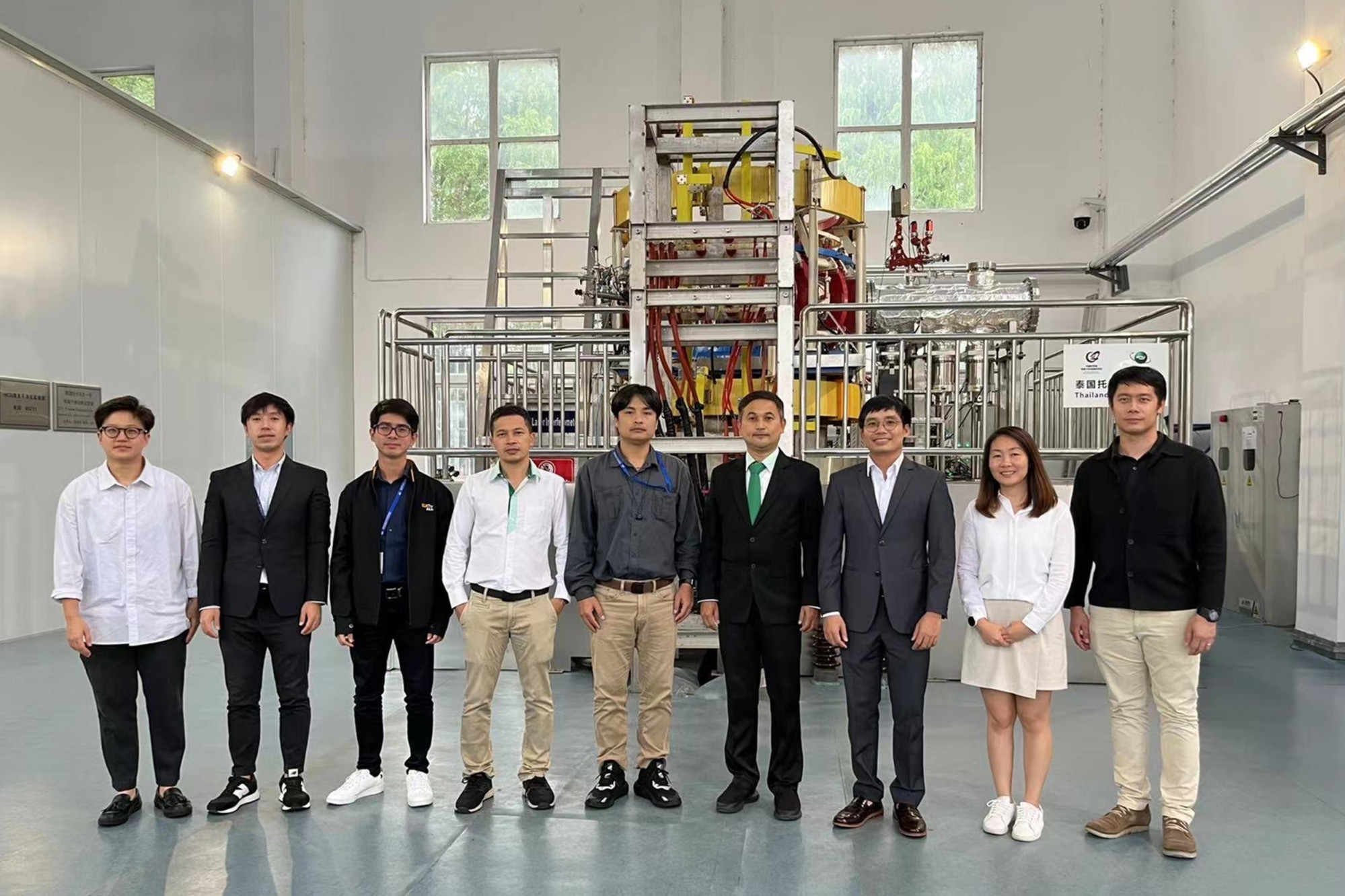 The nine members of the Thai team, including Nopporn Poolyarat (fourth from right), the head of the Thailand Institute of Nuclear Technology’s fusion and plasma division. Photo: Handout