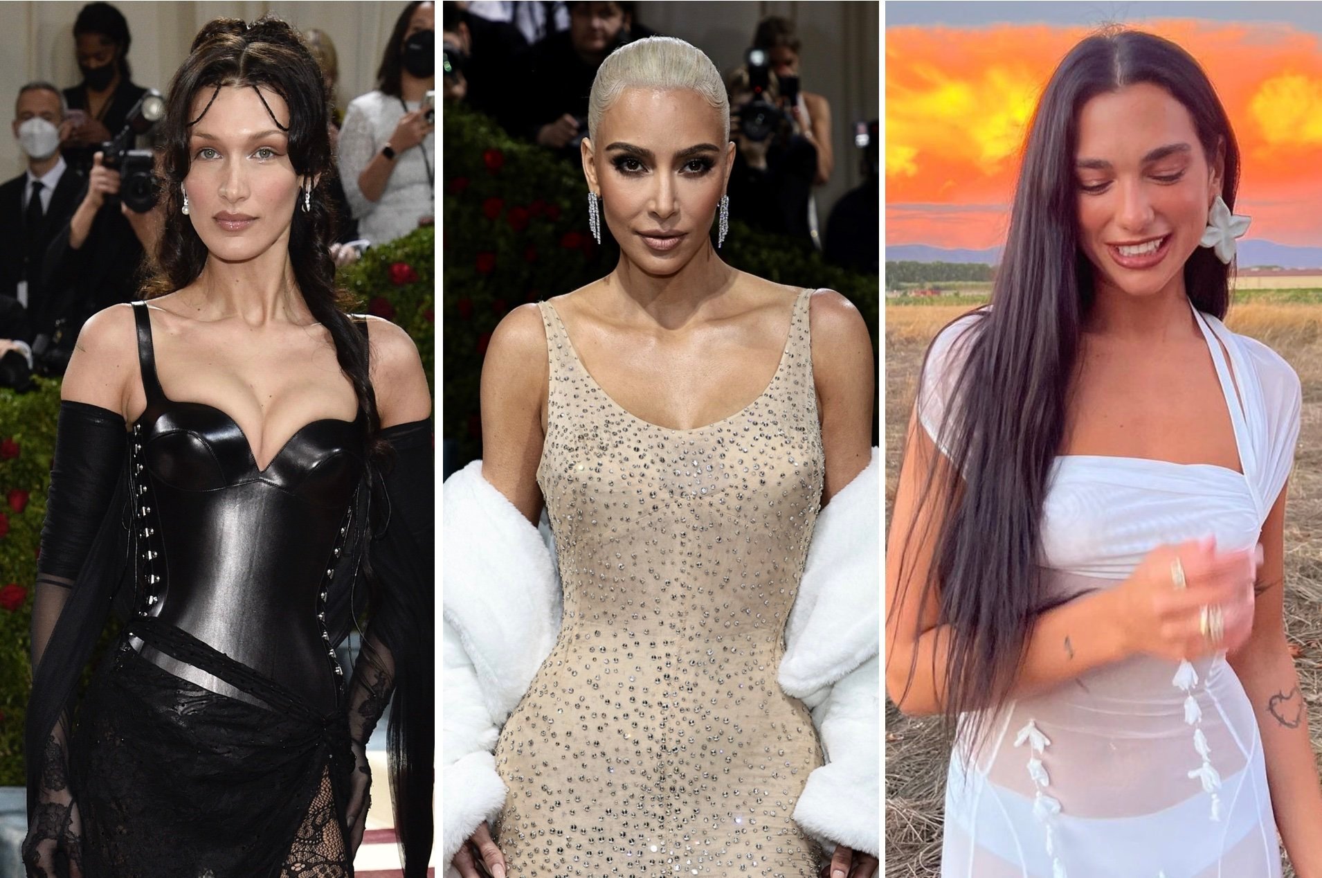 Bella Hadid, Kim Kardashian and Dua Lipa are just a few celebrities who donned controversial fashion looks in 2022. Photos: AP, TNS, @dualipa/Instagram