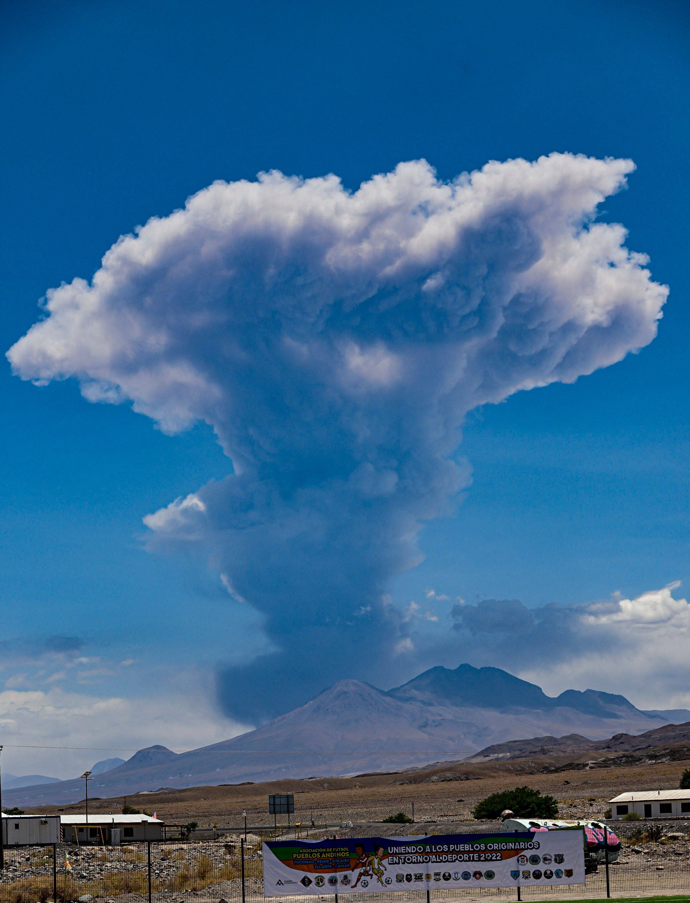 The Lascar volcano during an eruptive pulse in Peine, Antofagasta region, Chile on Saturday. Photo: AFP