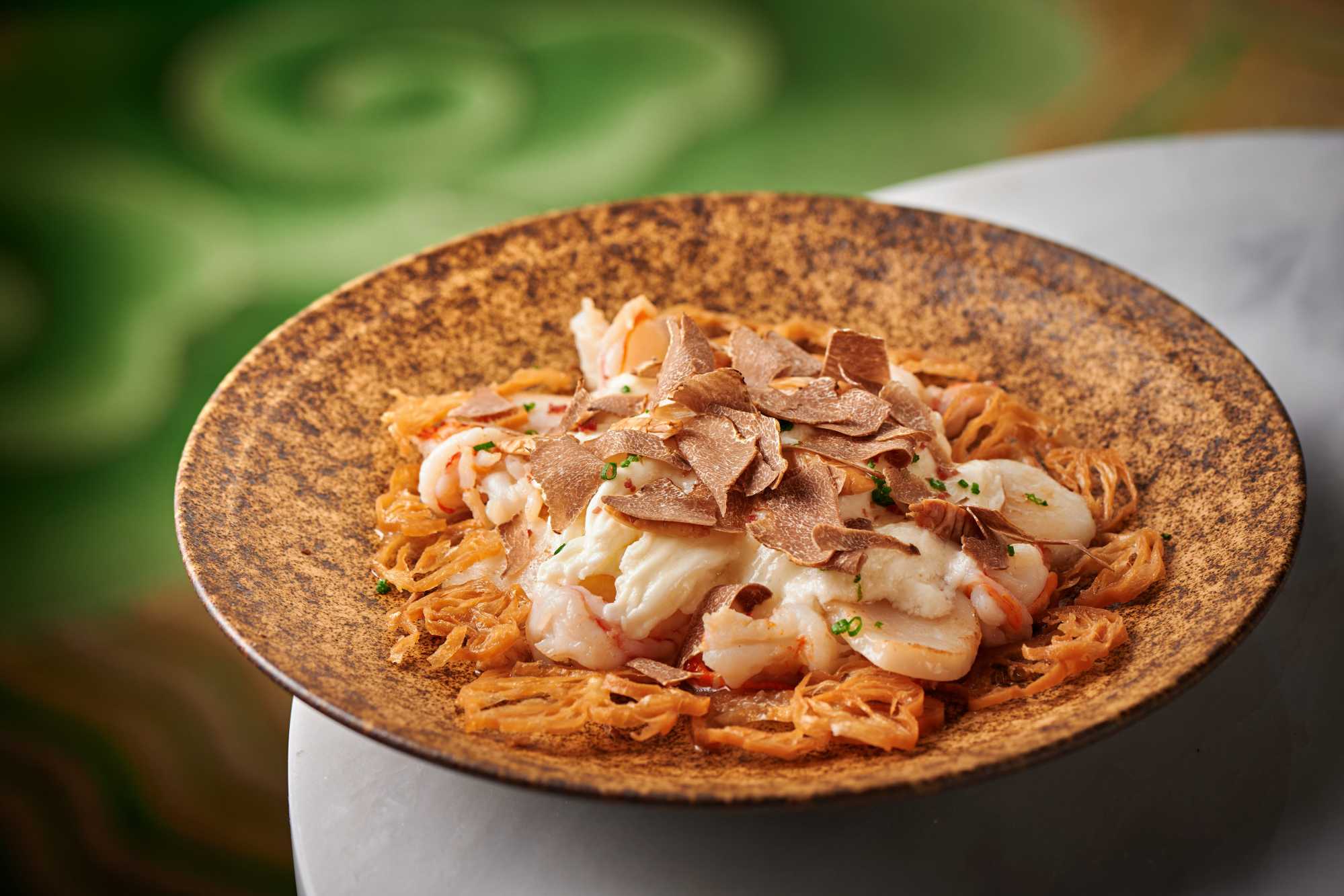 Scrambled egg white with buffalo milk cheese, scallop, shrimp and white truffle at Macau’s Wing Lei Palace. Photo: Handout