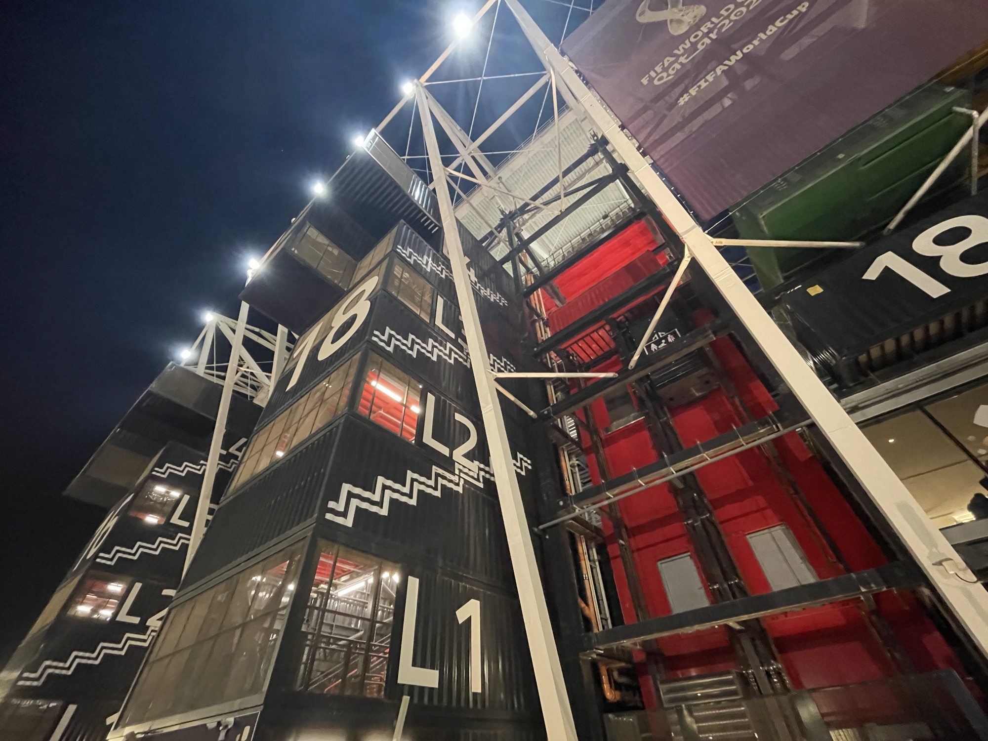 Stadium 974 is partly made from shipping containers. Photo: Jamie Carter