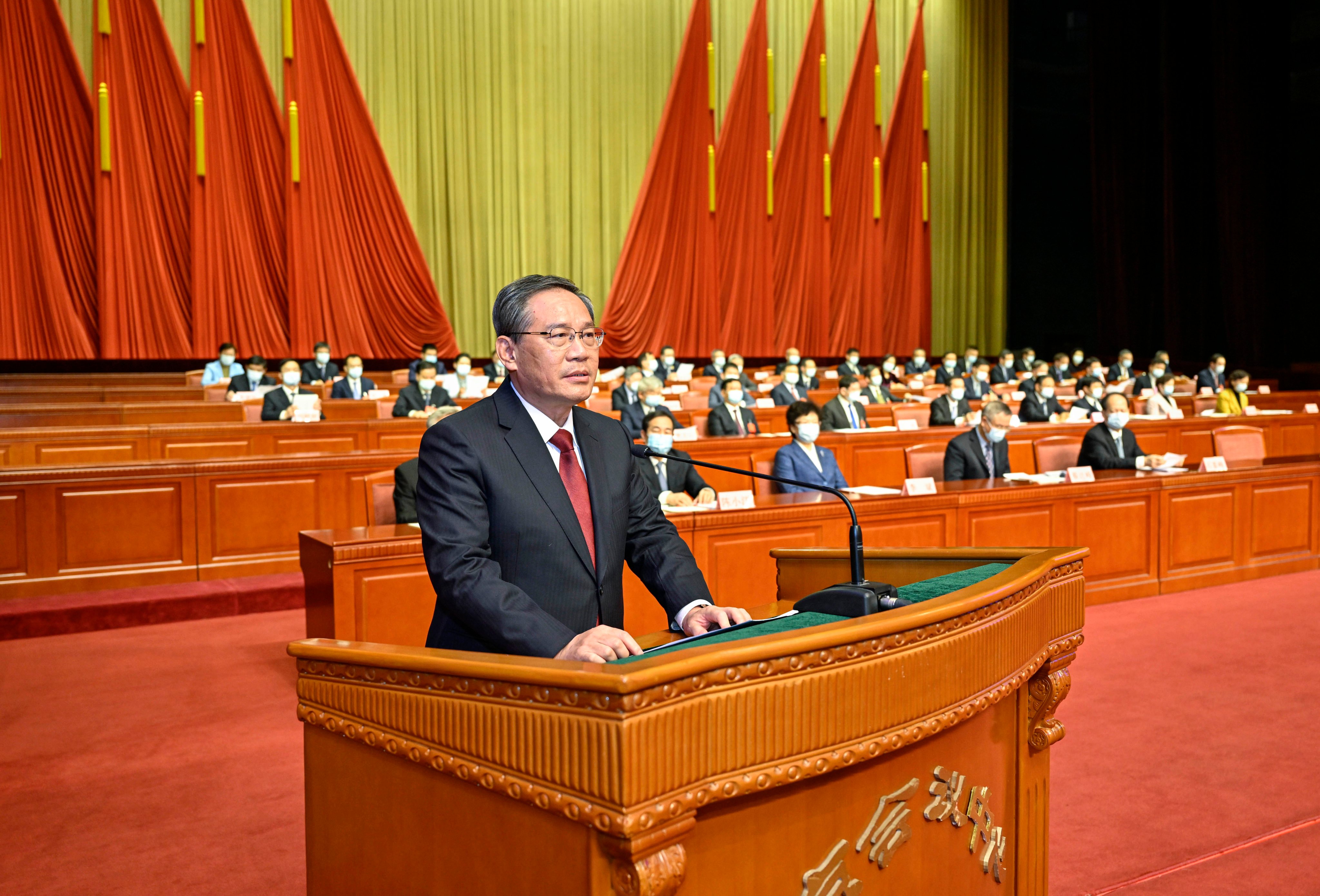 Li Qiang, a member of the Standing Committee of the Politburo of the Communist Party of China (CPC) Central Committee, attends the opening of the 17th national congress of the Chinese Peasants and Workers Democratic Party. Photo: Xinhua
