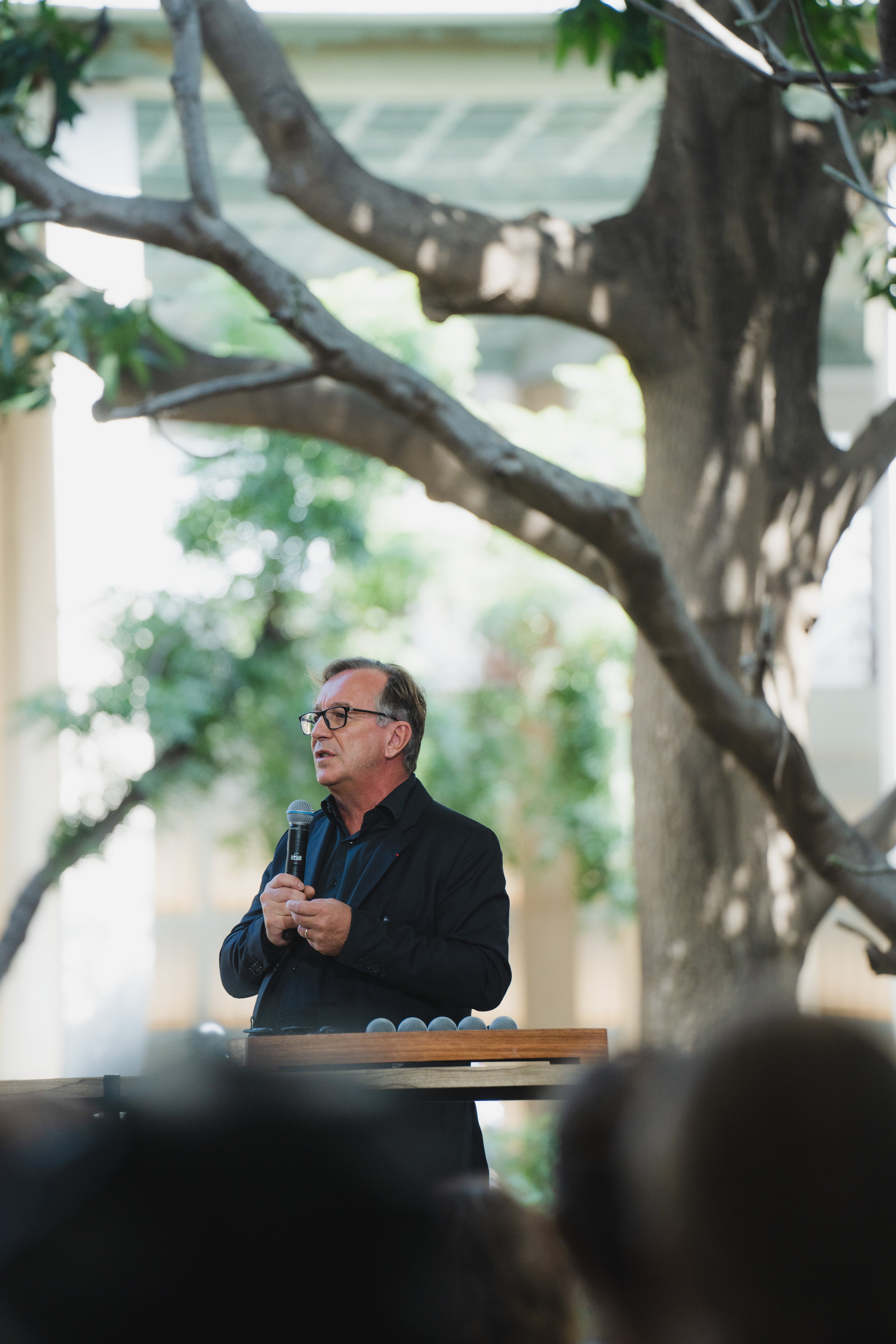 Chanel’s president of fashion, Bruno Pavlovsky, at a talk in Dakar, Senegal. Photo: courtesy of Chanel