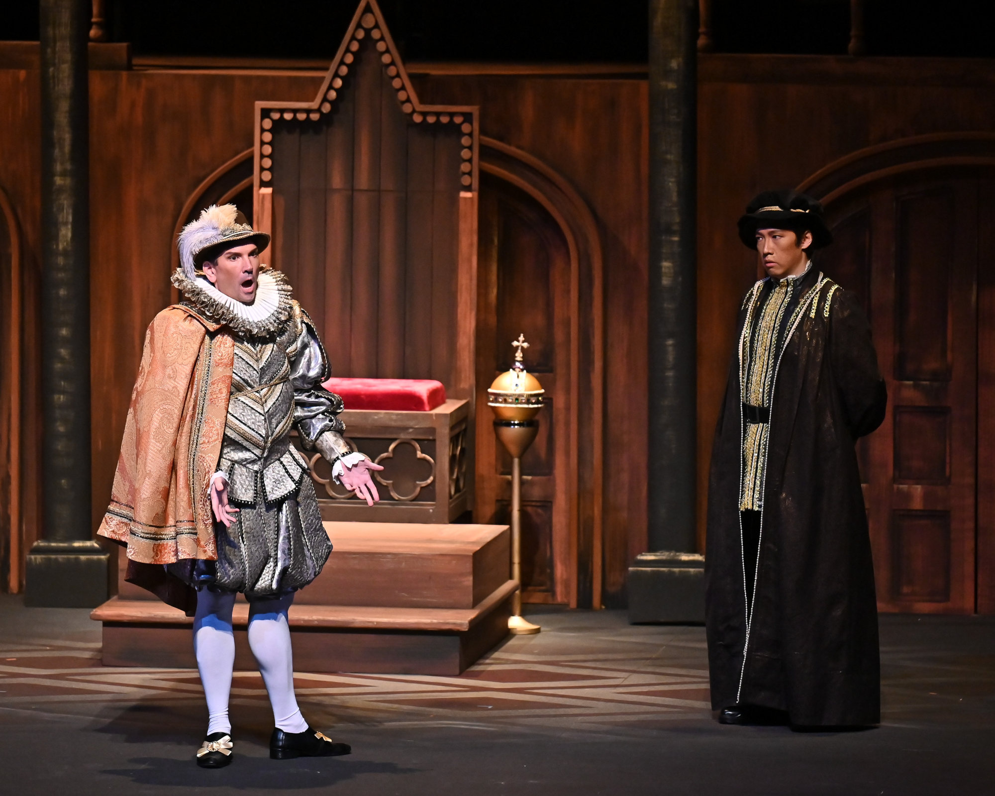 Todd Wilander as Leicester (left) and Sammy Chien as Talbot in Musica Viva’s December 9, performance of Donizetti’s “Maria Stuarda”. Photo: Titan Lam