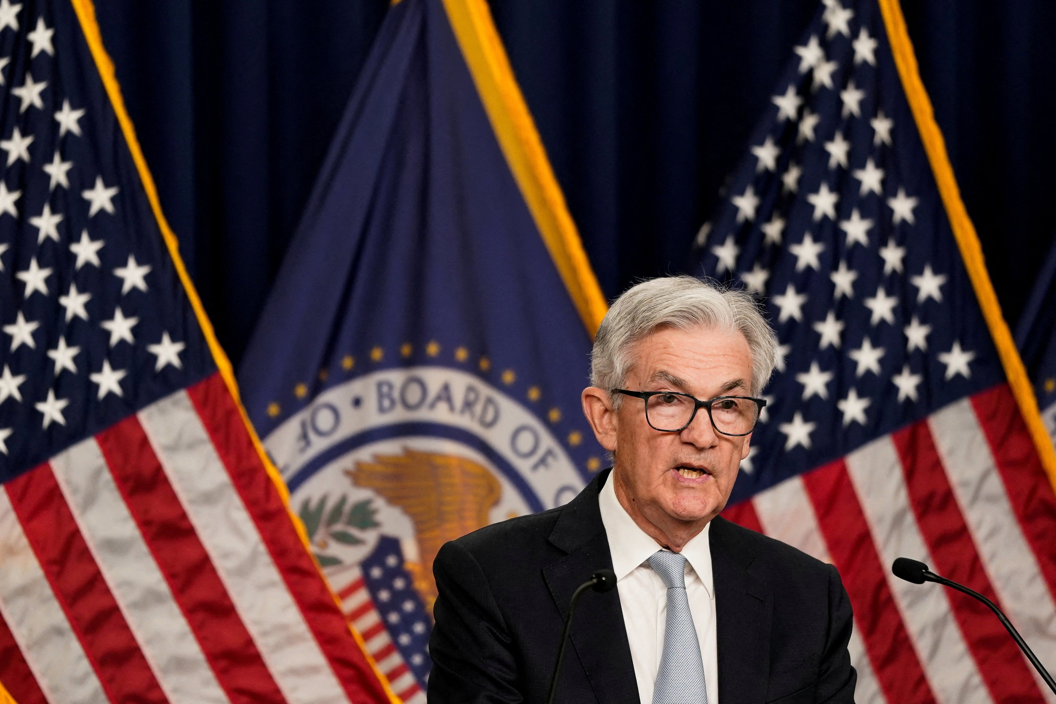 Federal Reserve Chairman Jerome Powell speaks to press in Washington following the last Federal Open Market Committee on interest rate policy on November 2. The committee is meeting again this week. Photo: Reuters