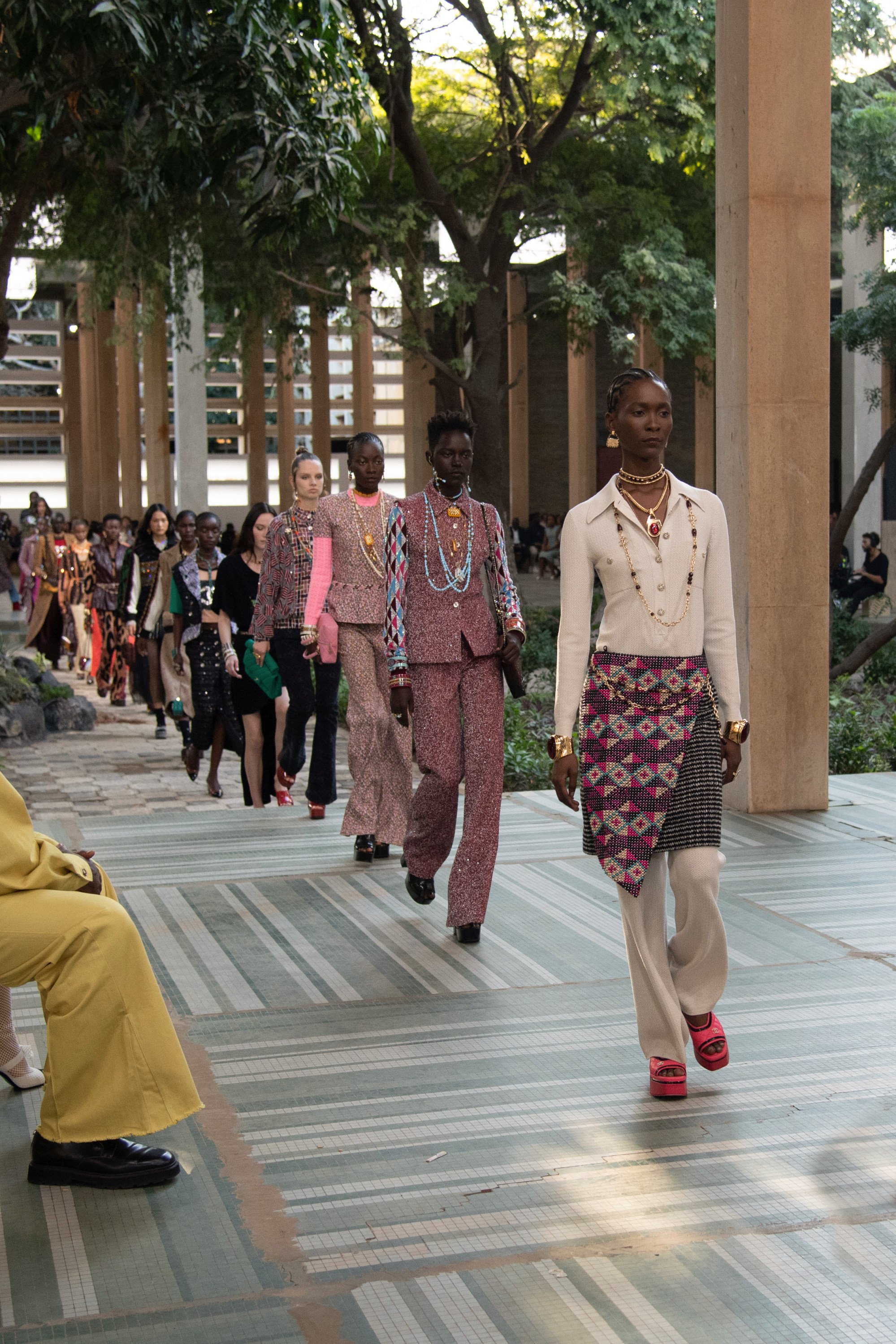 Models show looks from Chanel’s Métiers d’Art collection in Dakar. Photo: courtesy of Chanel