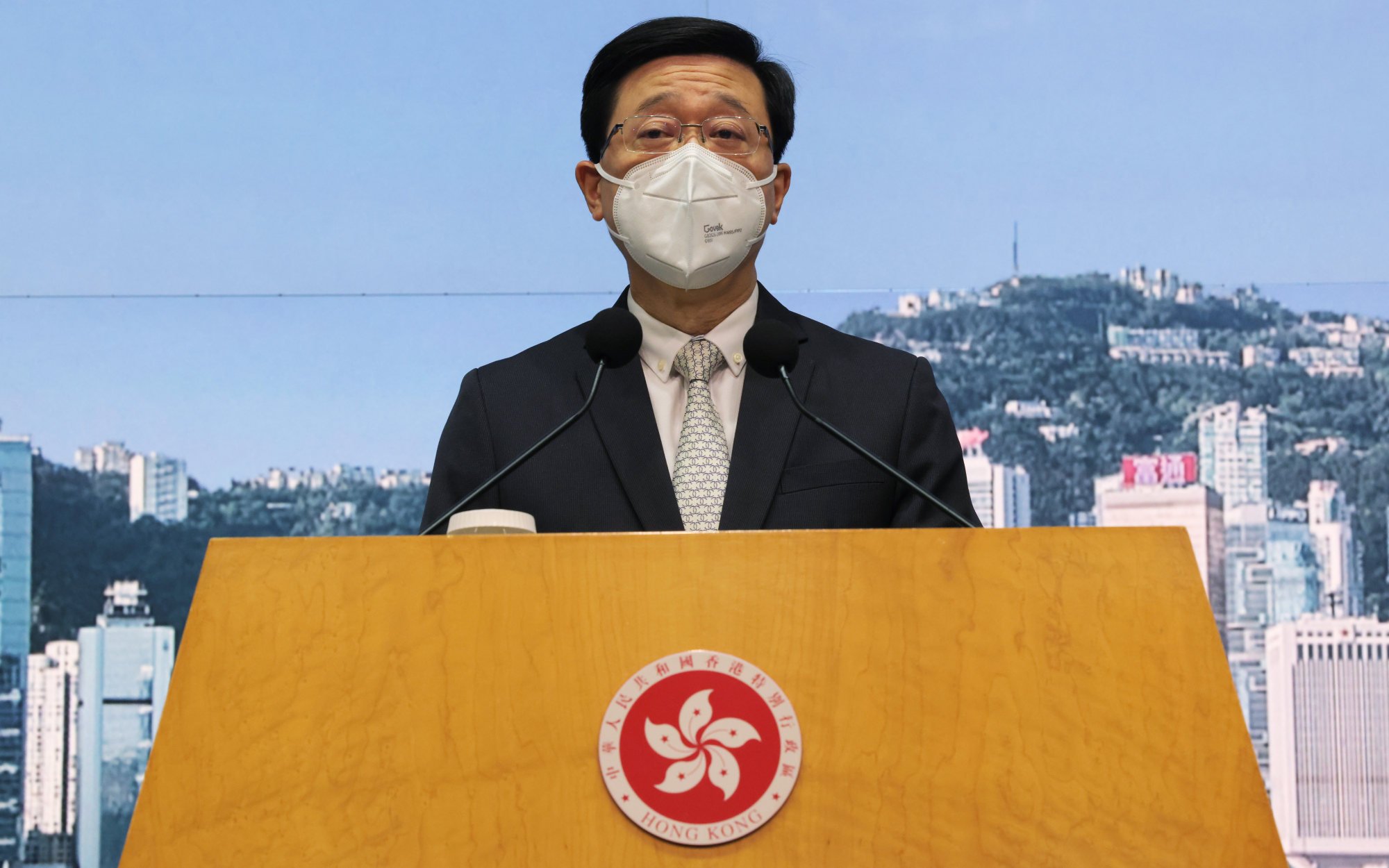 Hong Kong leader John Lee addresses the media on Tuesday. Photo: Jelly Tse