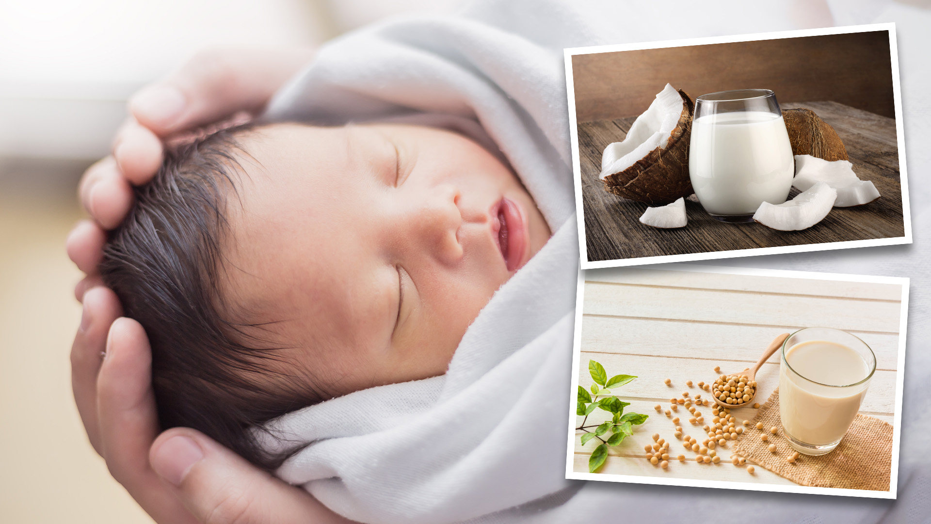 Public opinion shocked in China as doctor reveals a vegetarian couple asked which was better — coconut milk pulp or soy milk for feeding a one-day-old baby. Photo: SCMP composite/handout