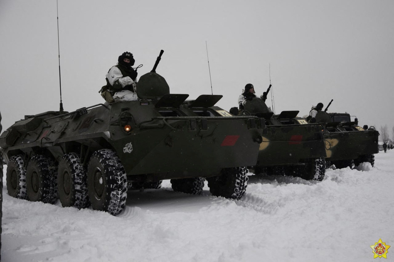 Service members of the 38th Brest Separate Guards Air Assault Brigade of the Belarusian armed forces during a snap inspection of troops’ combat readiness at an unknown location in Belarus. Photo: Defence Ministry of Belarus