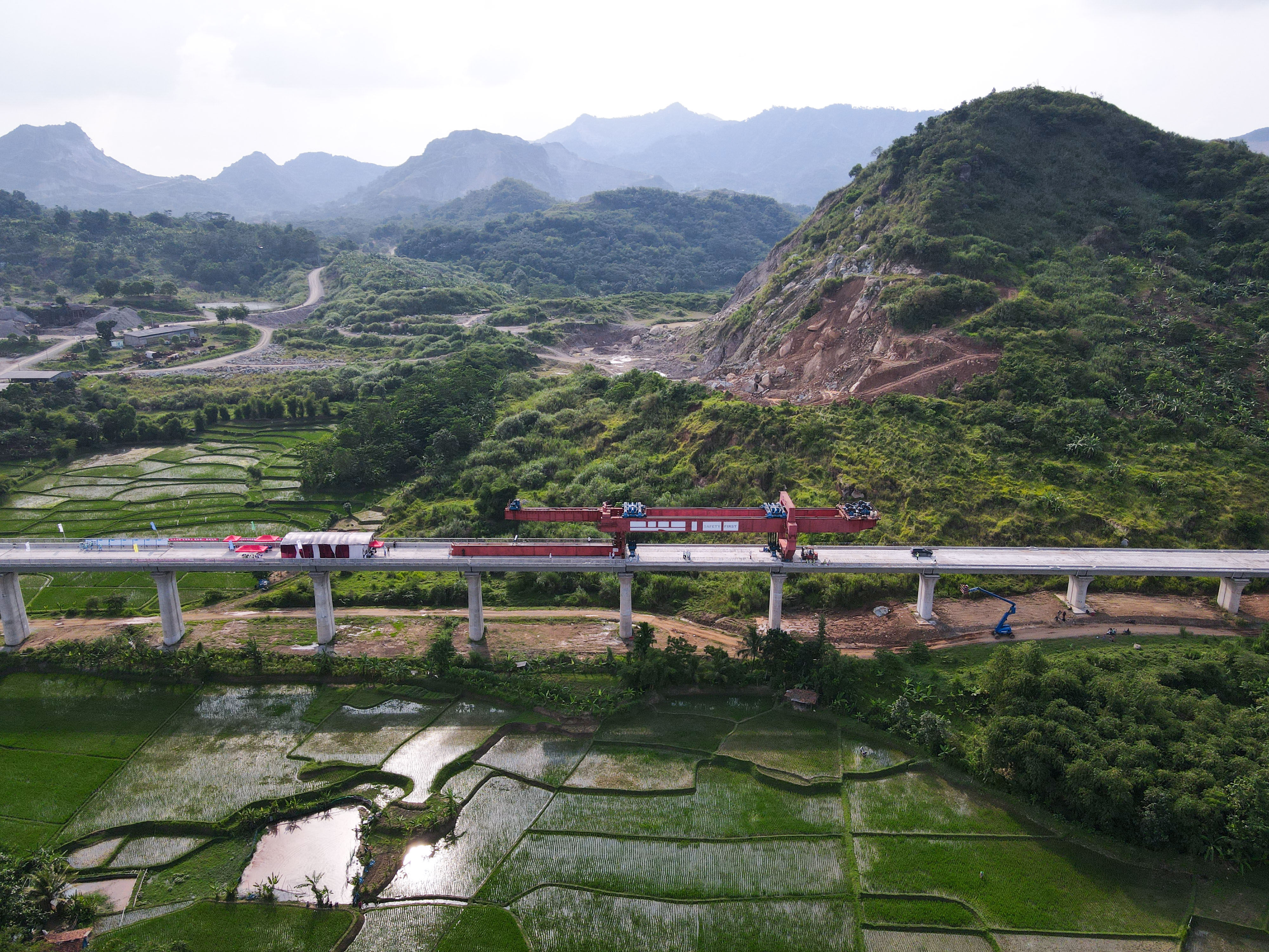 An aerial view of the Chinese-backed Jakarta-Bandung high-speed railway project in Purwakarta, Indonesia, on October 16. Photo: Xinhua 

