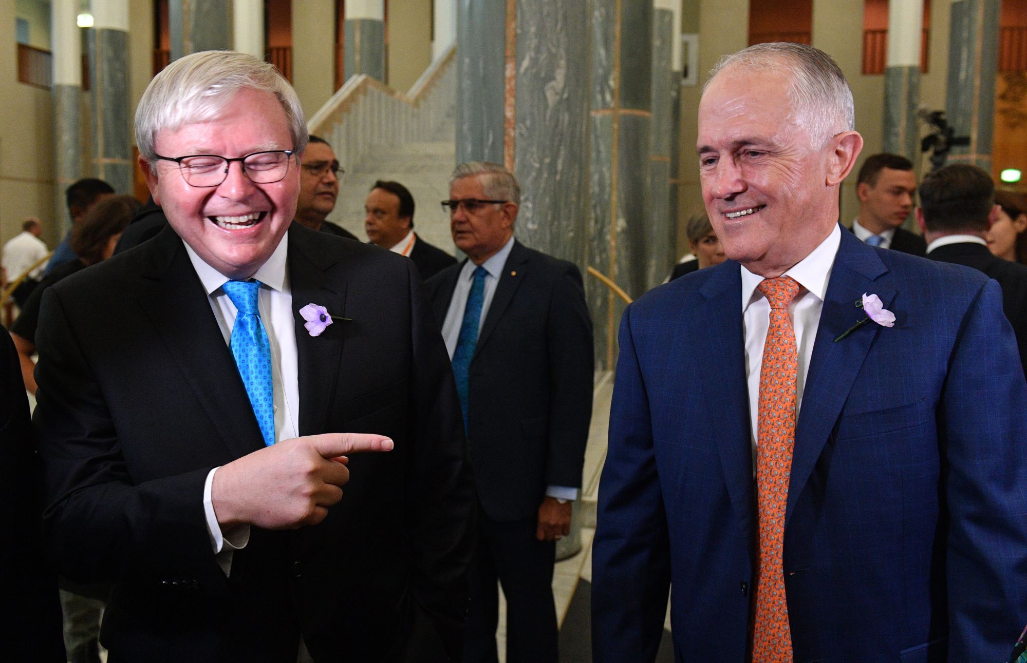 Kevin Rudd (left) and former prime minister Malcolm Turnbull. Photo: EPA-EFE