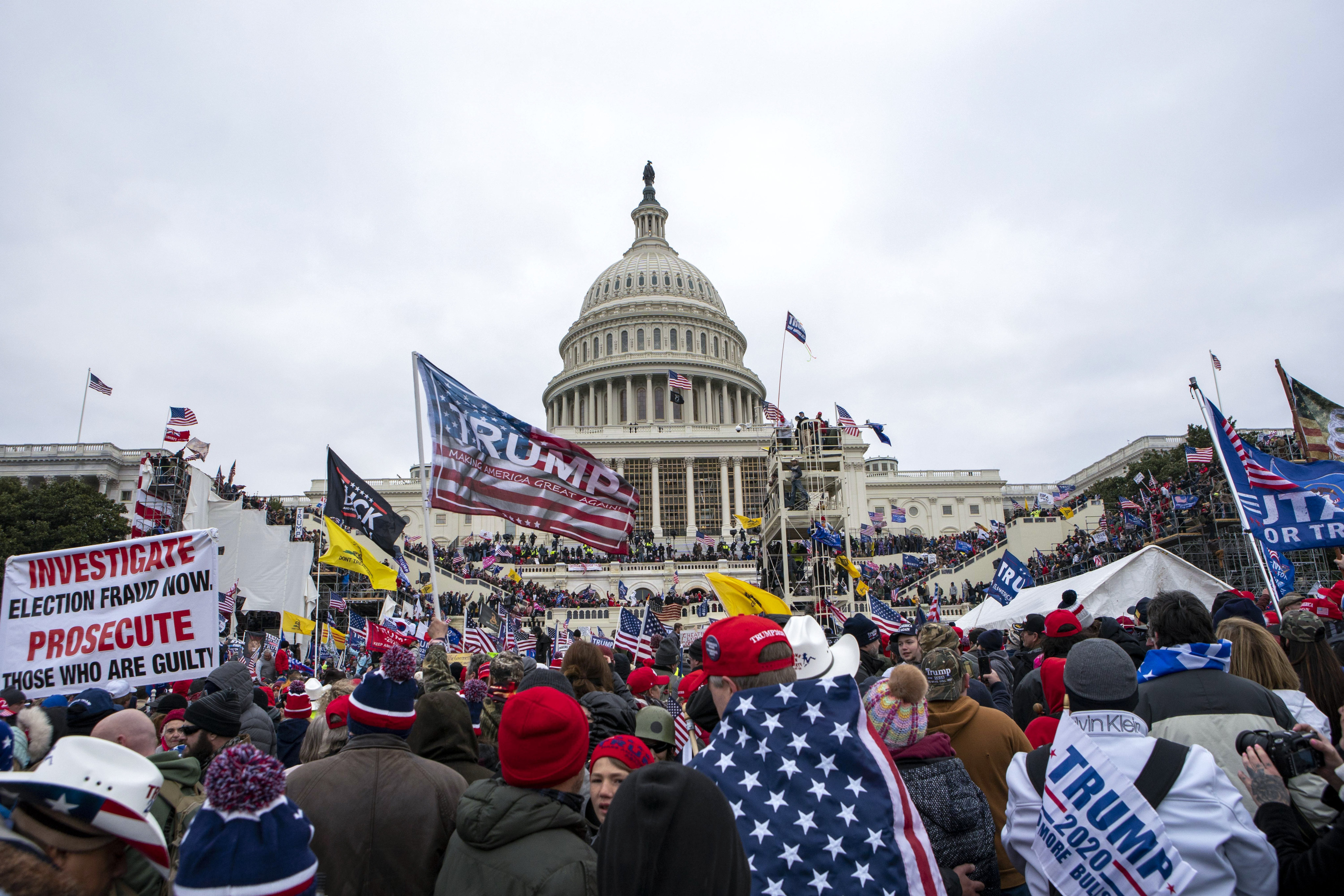 Supporters of former US president Donald Trump rally at the US Capitol in Washington on January 6, 2021. Photo: 
