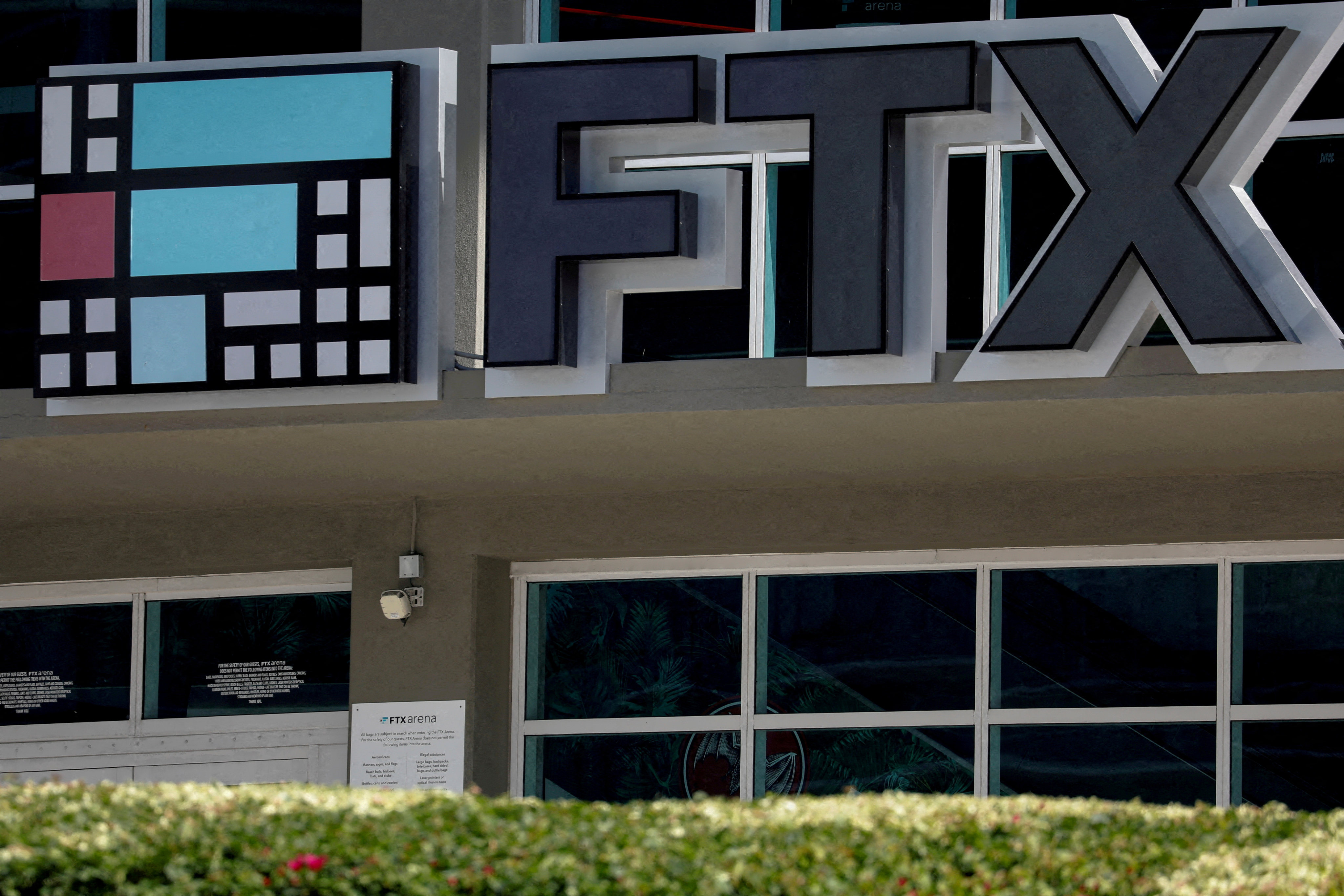 The logo of FTX at the entrance of the FTX Arena in Miami, Florida on November 12, 2022. Photo: Reuters