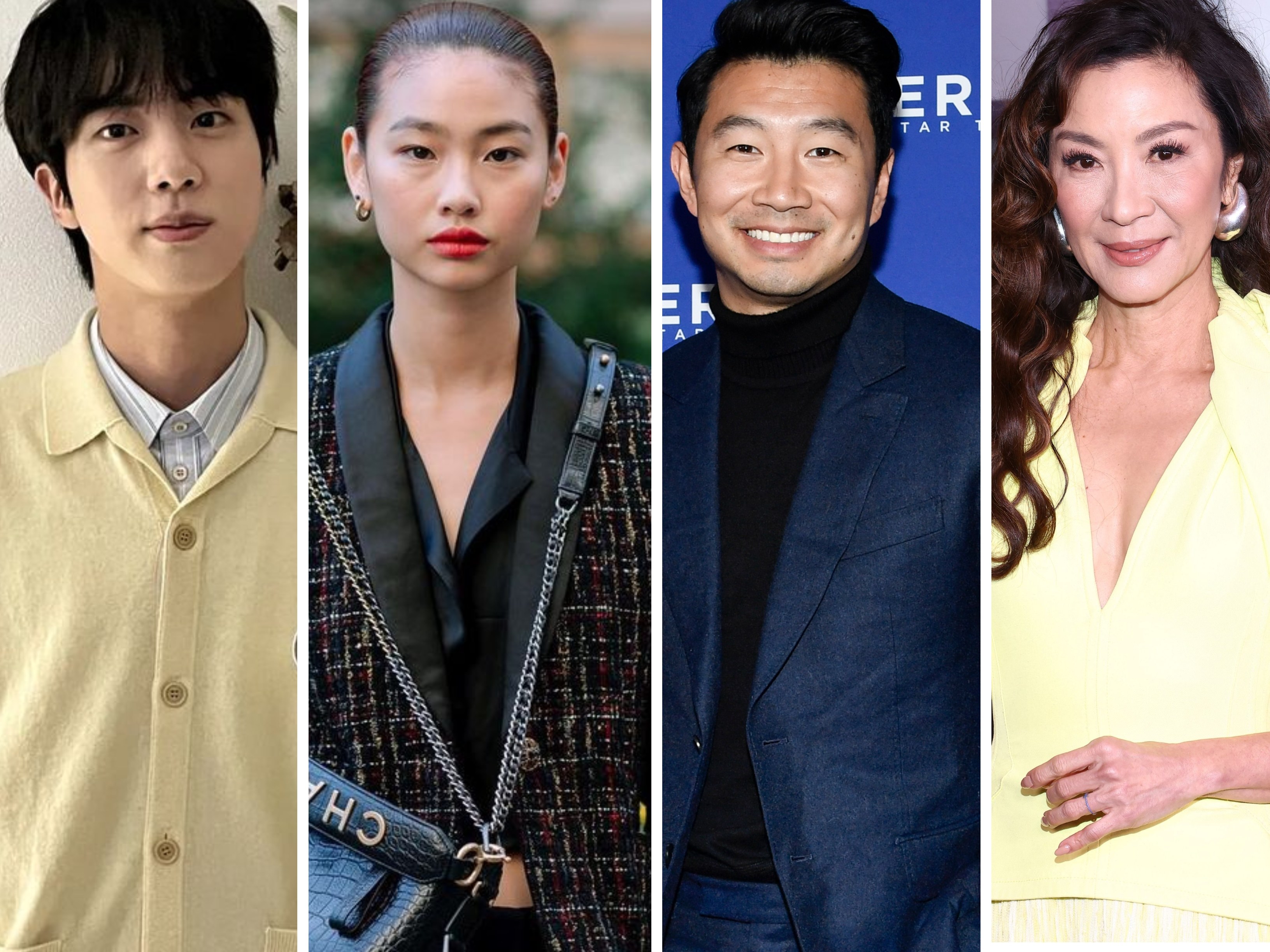 BTS’ Jin, HoYeon Jung, Simu Liu and Michelle Yeoh all had a fantastic 2022. Photos: AP; @hoooooyeony, @jin/Instagram