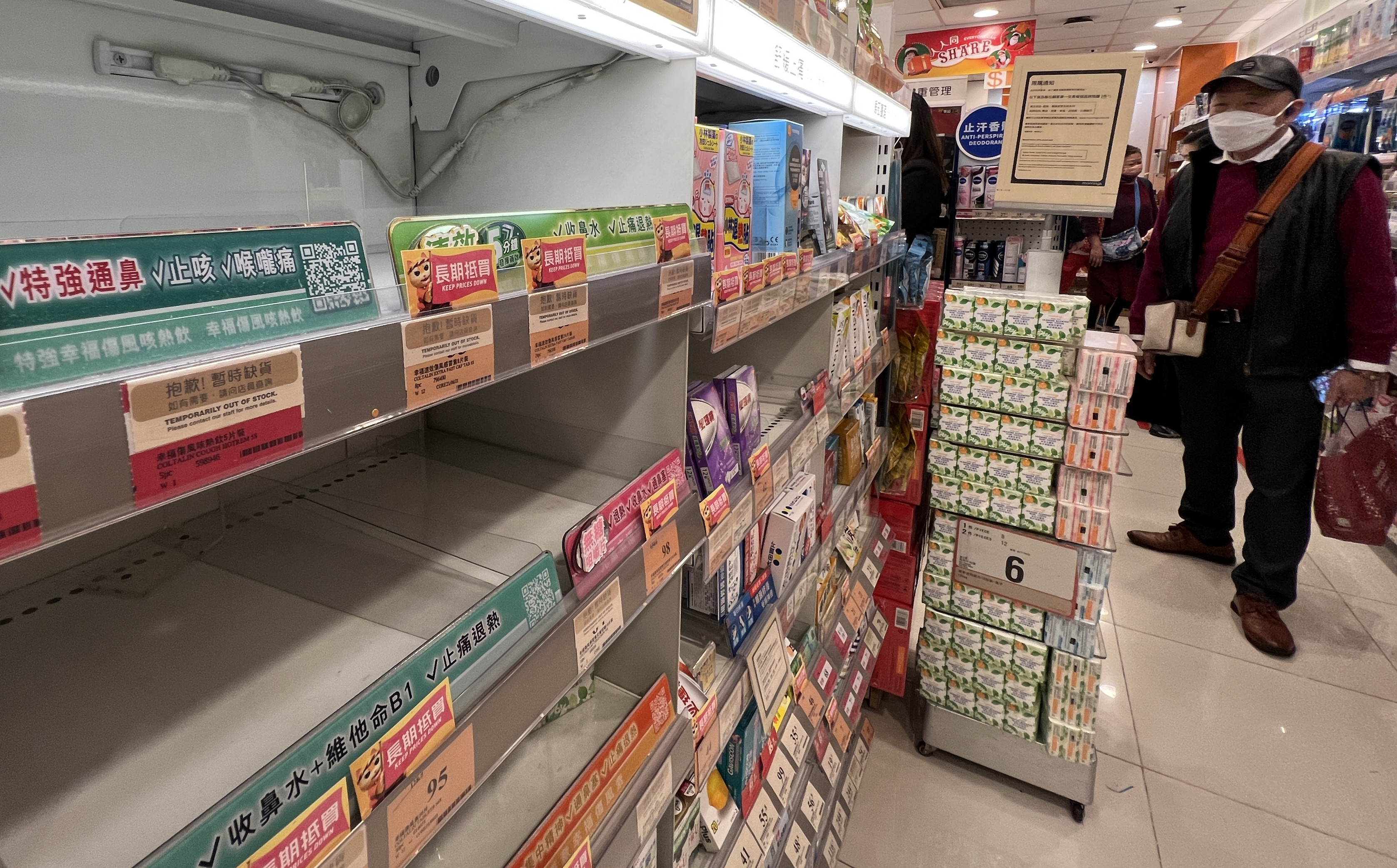 Pharmacies are experiencing a shortage of pain-relief and fever medicine. Photo: Yik Yeung-man