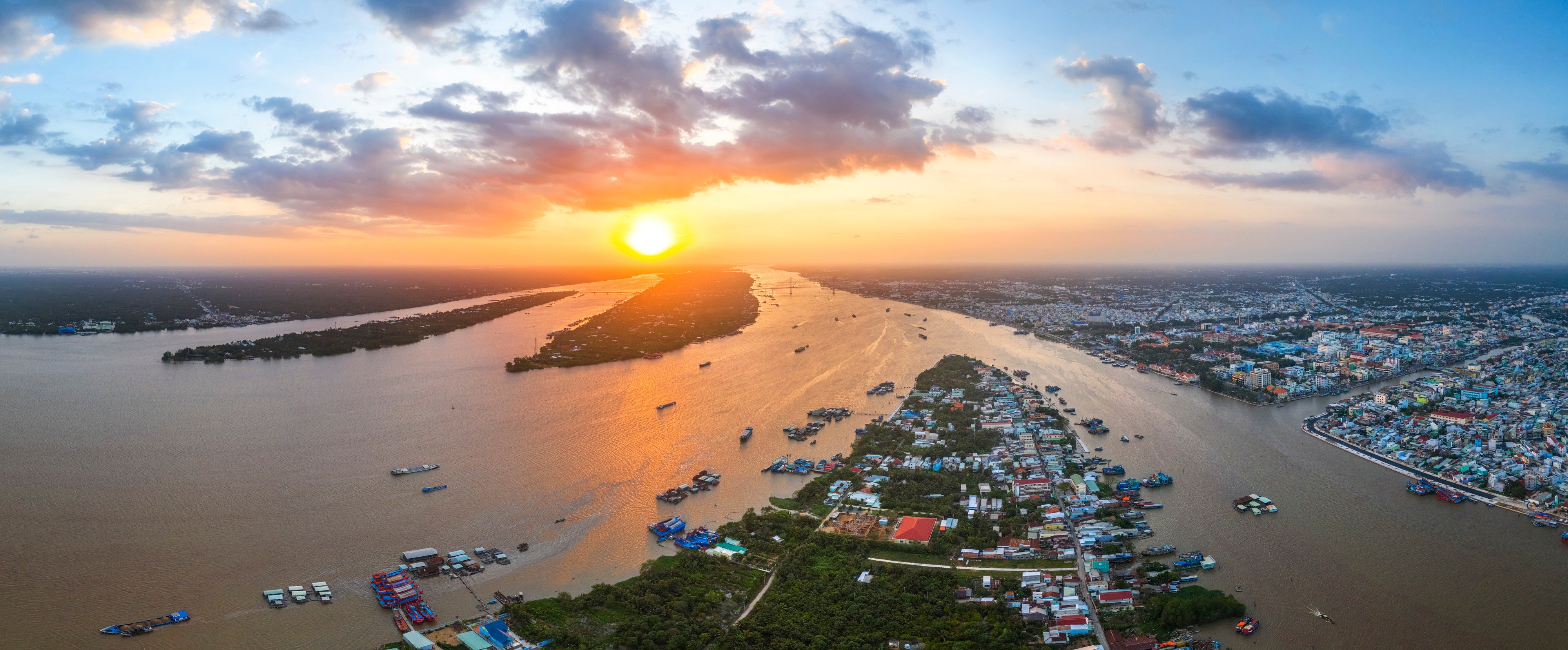 A sunset over the Mekong River near My Tho city, in southern Vietnam. Photo: Shutterstock