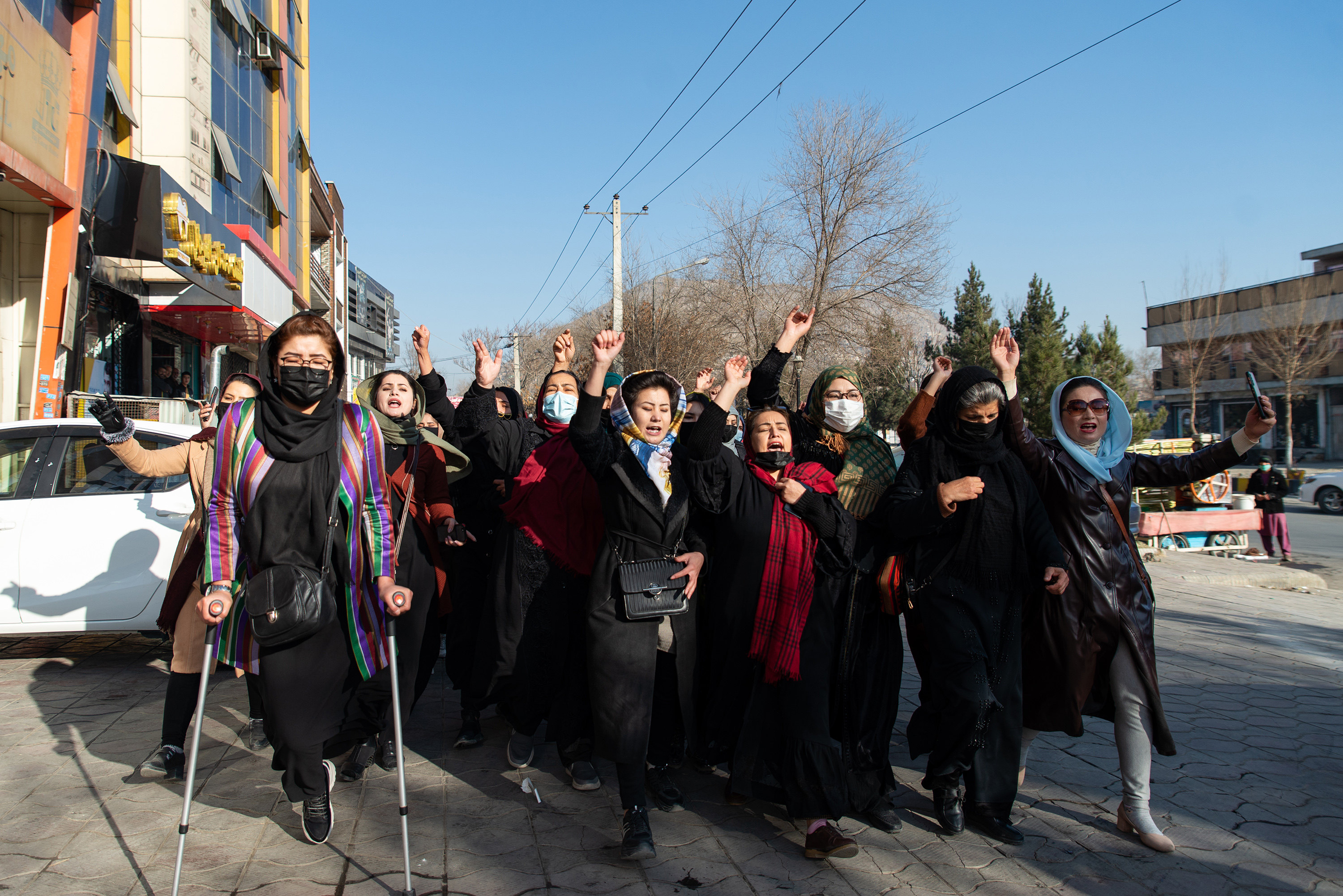 Afghan women protest against the Taliban ban on women attending university in Kabul on Thursday. Photo: Getty Images/TNS