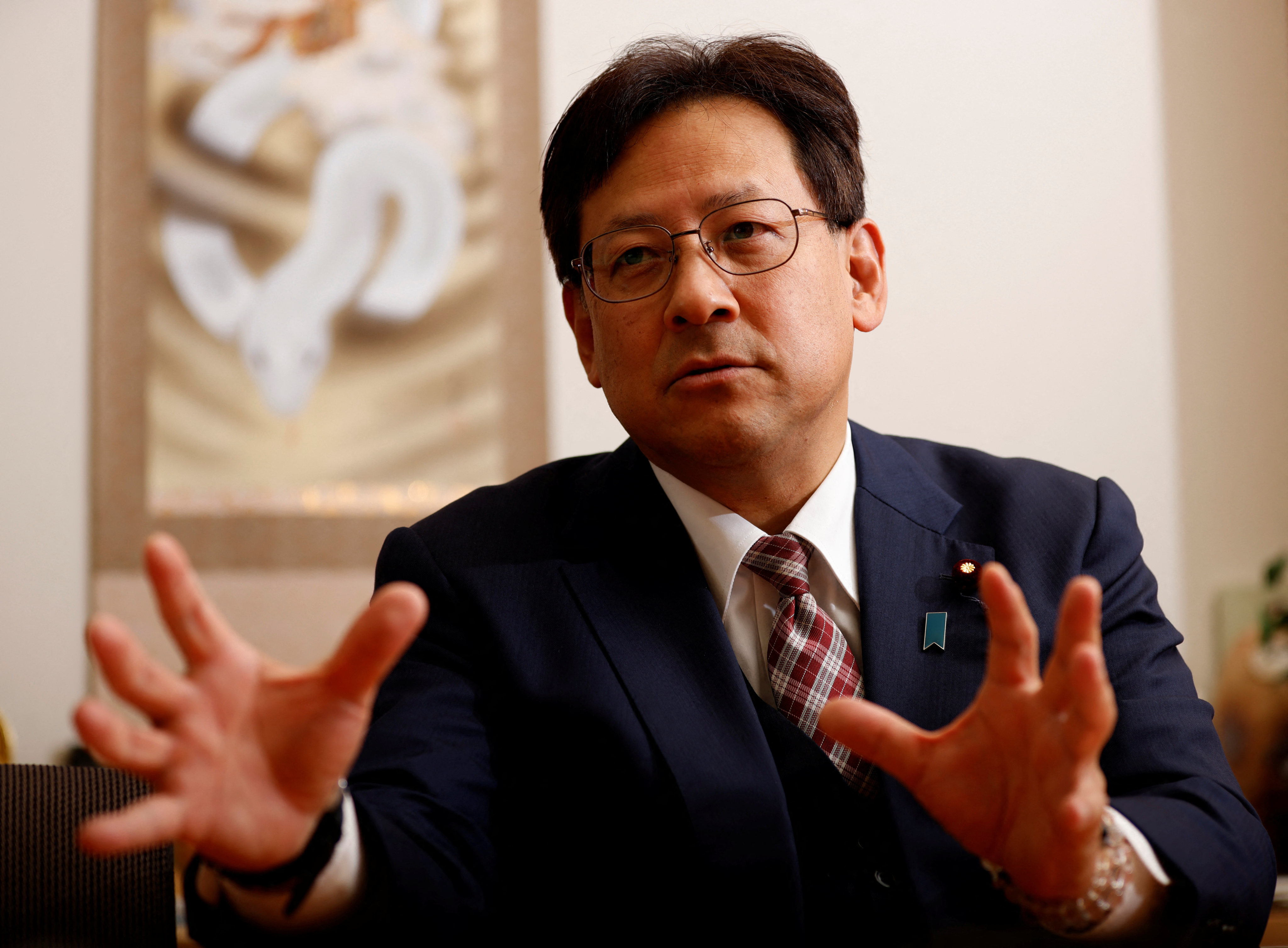 Yoshihiro Seki, the secretary general of Japan's Liberal Democratic Party lawmakers’ group on chip strategy, speaks at an interview with Reuters in Tokyo. Photo: Reuters
