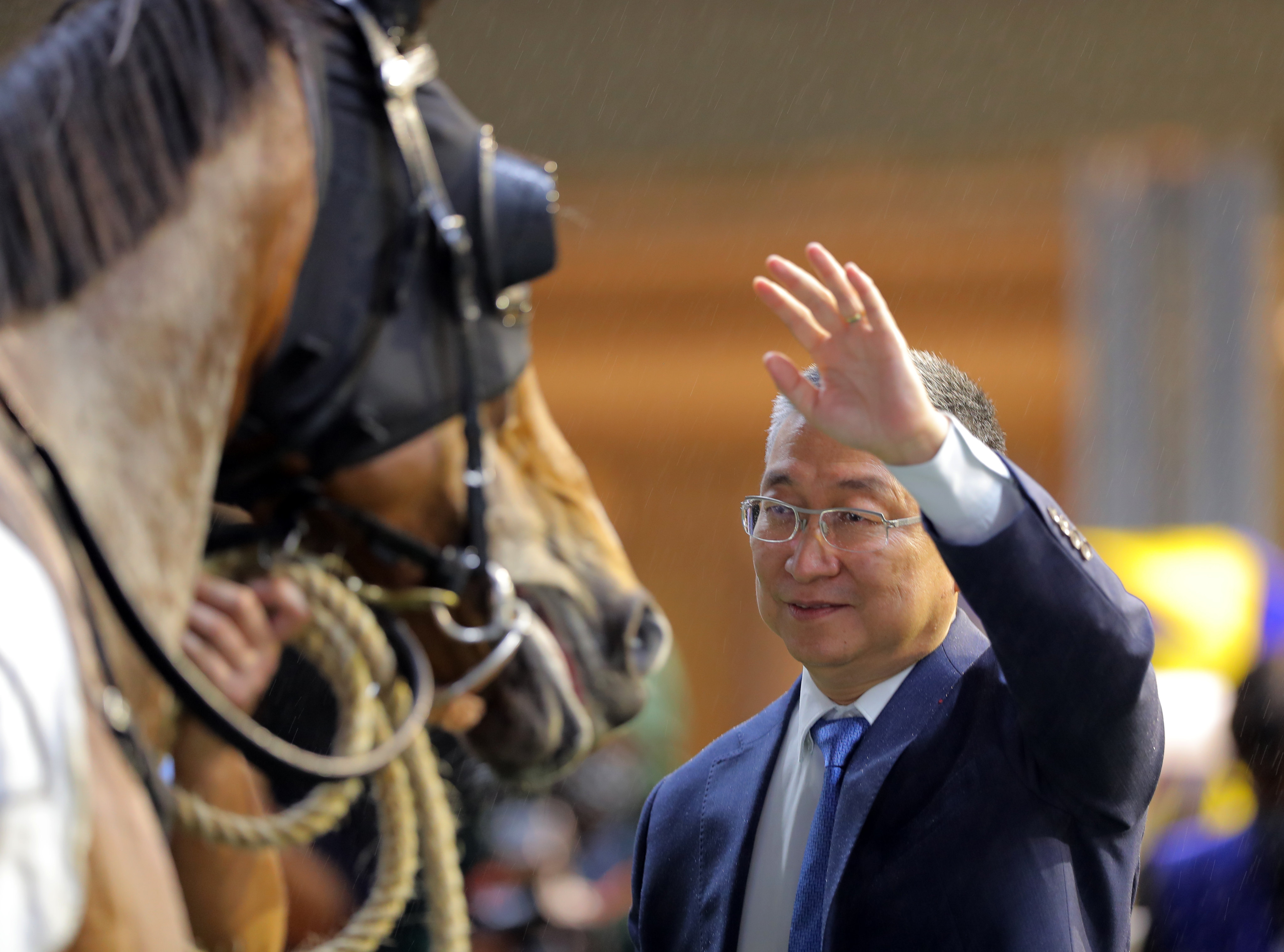 Francis Lui celebrates Theta Hedge’s maiden-breaking win at Happy Valley on November 23. Photo: Kenneth Chan