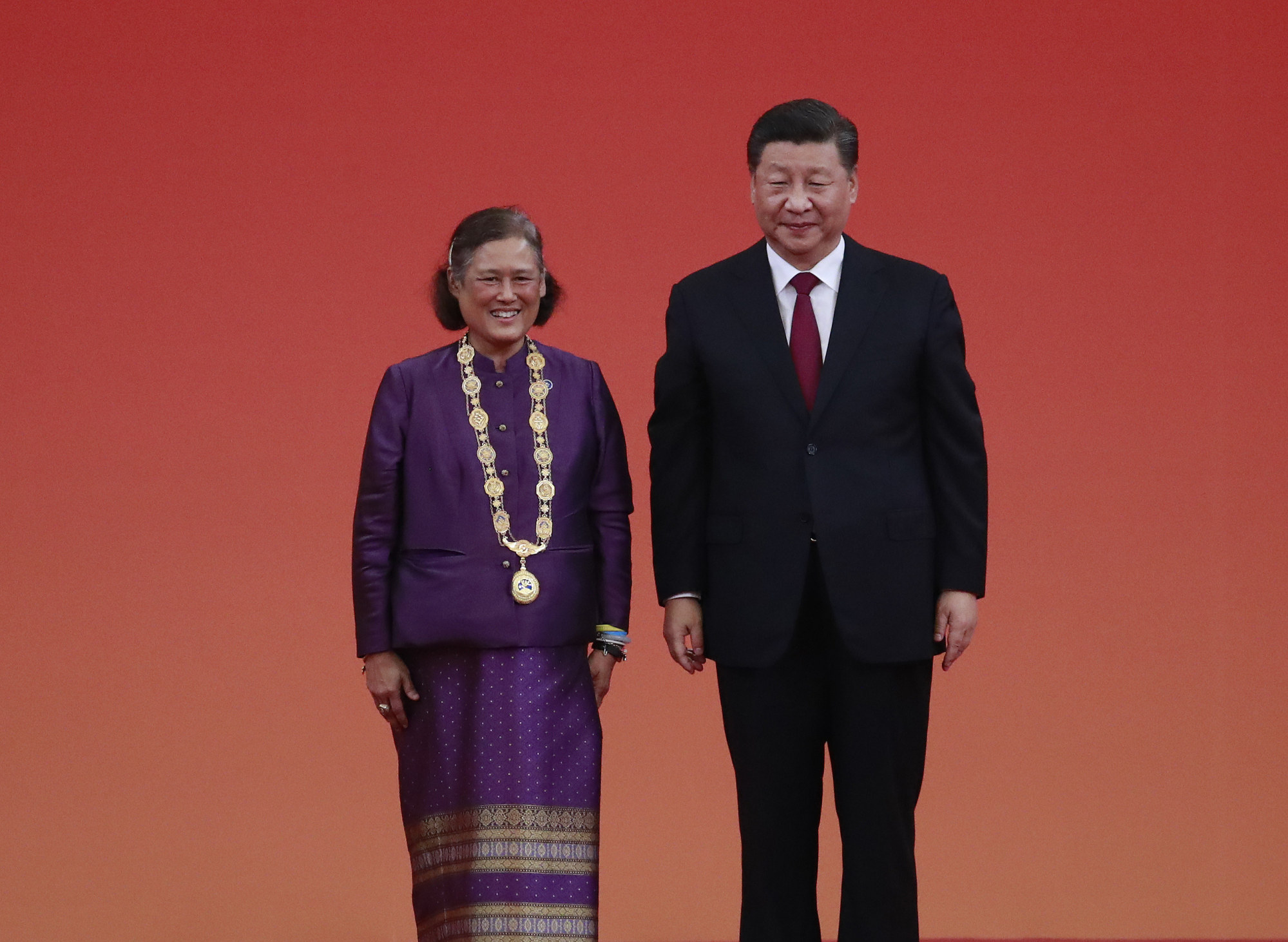 President Xi Jinping presented Thai Princess Maha Chakri Sirindhorn with a Friendship Medal at the Great Hall of the People in Beijing in September 2019. Photo: Getty Images