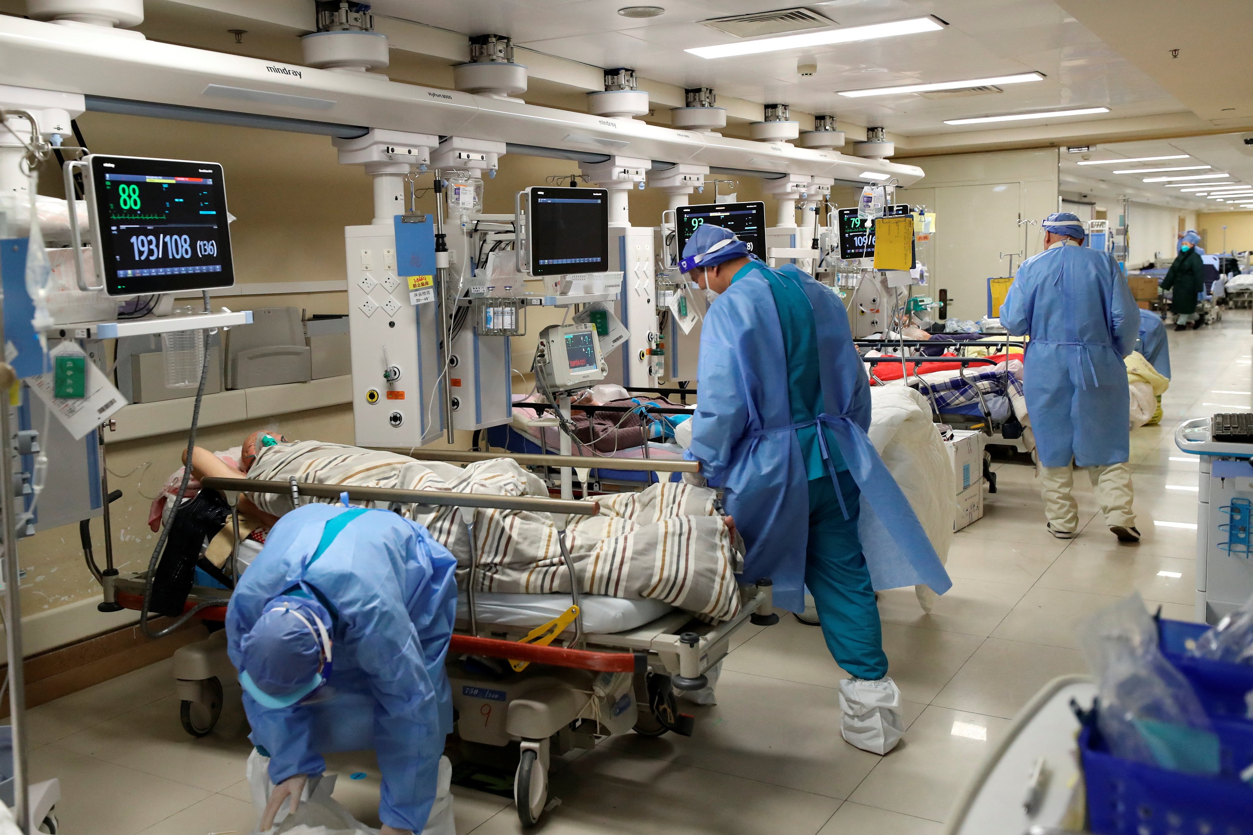 Medical workers attend to patients at the intensive care unit at Beijing Chaoyang hospital on Tuesday as the country struggles with a tidal wave of Covid-19 cases. Photo: Reuters
