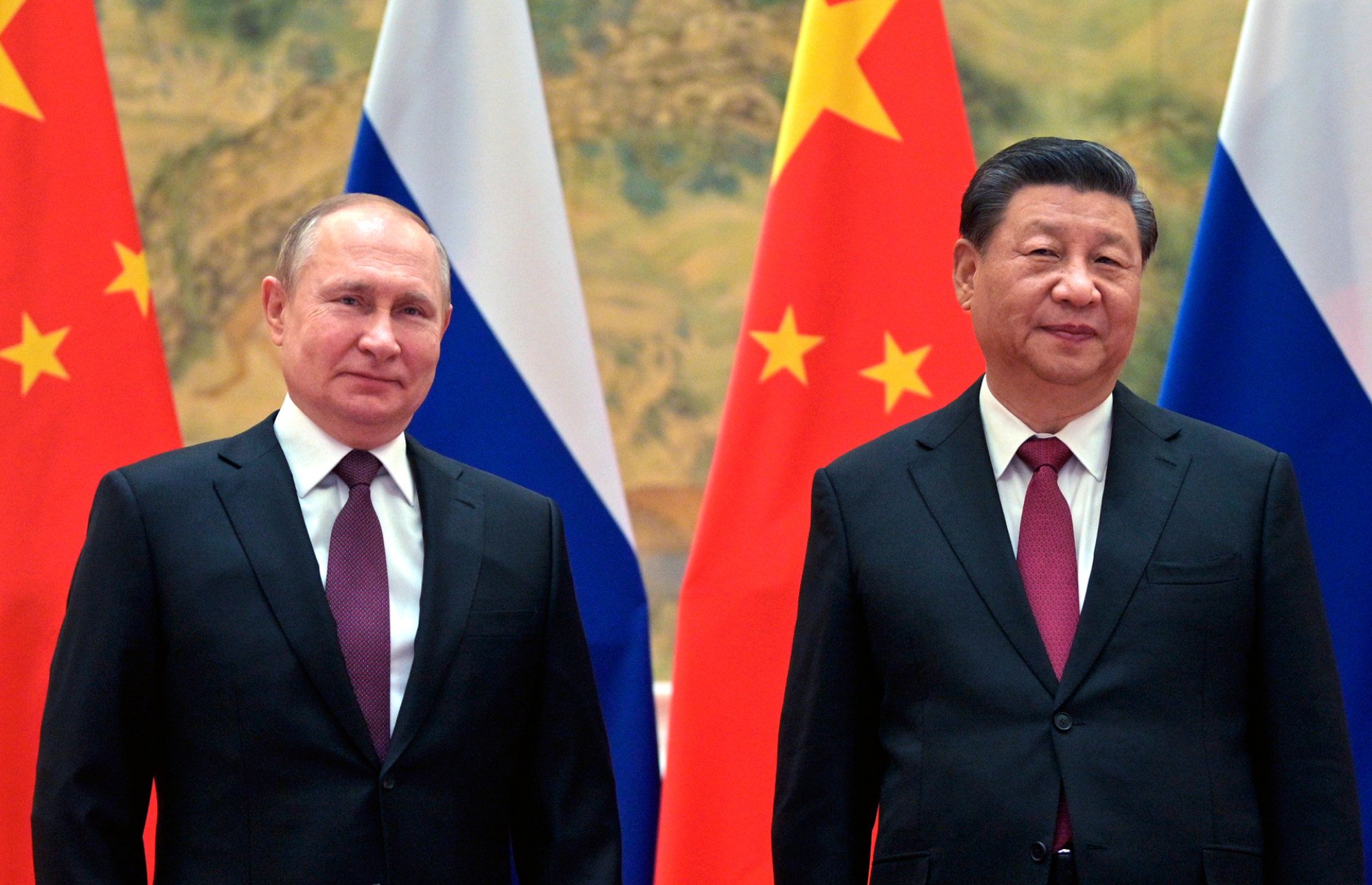 Chinese President Xi Jinping (right) and Russian President Vladimir Putin in Beijing on February 4. Photo: Kremlin via AP