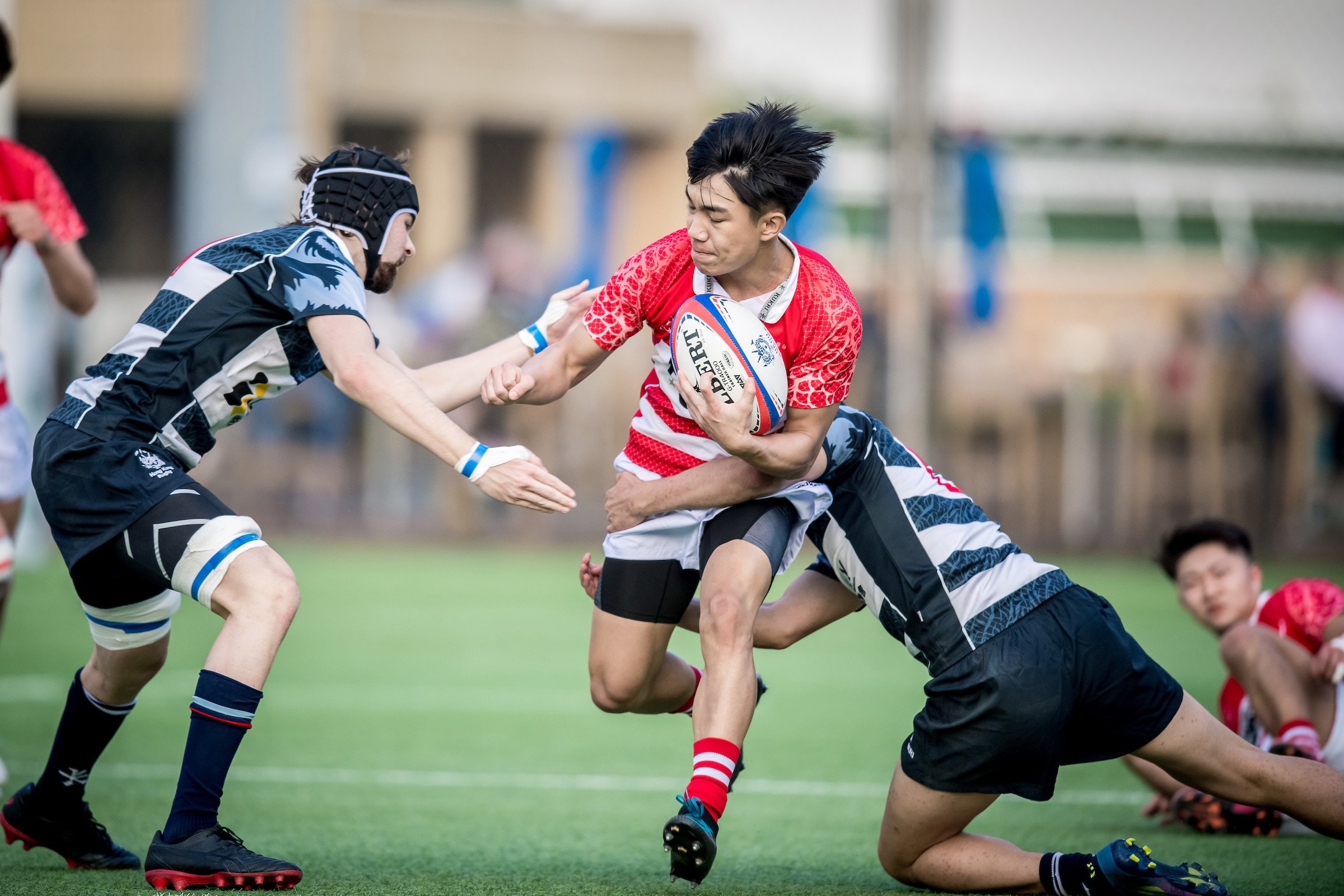 Under-19 boys in action during the 2022 New Year’s Day Youth Rugby Tournament at Hong Kong Football Club. Photo: Ike Images