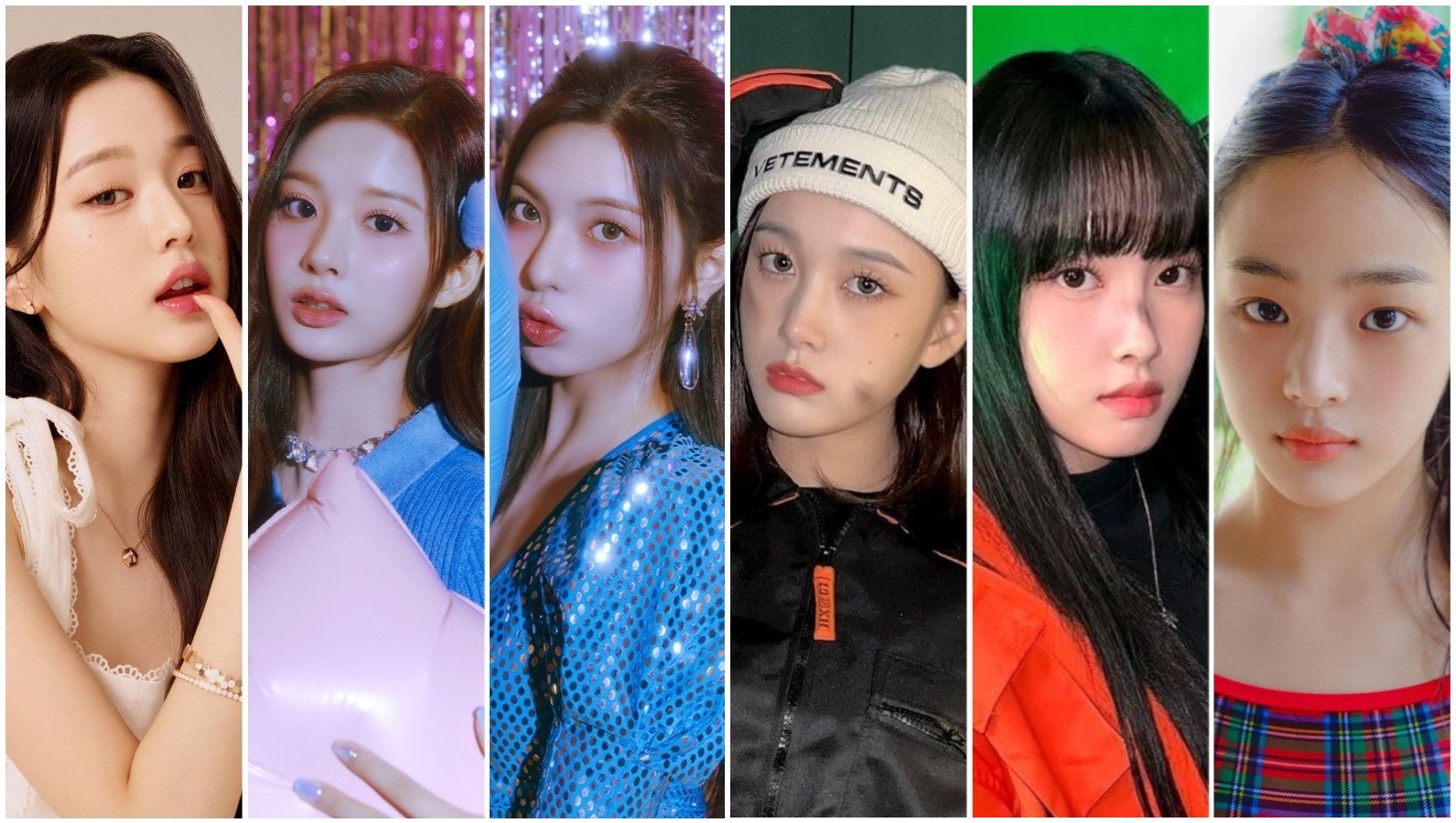(Left to right) Wonyoung, Sullyoon, Bae, J, Yoon, Minji and other K-pop idols gave up university for fame this year ... but was it worth it? Photos: @for_everyoung10, @nmixx_official, @stayc_highup, @newjeans_official/Instagram
