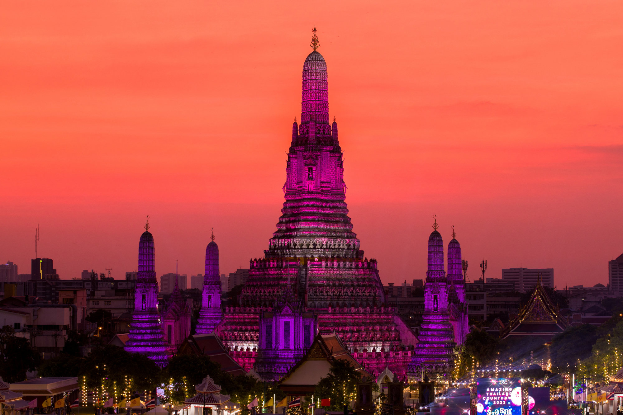 Lights illuminate Wat Arun –”the temple of dawn” – on New Year’s Eve in Bangkok, Thailand. Photo: Reuters