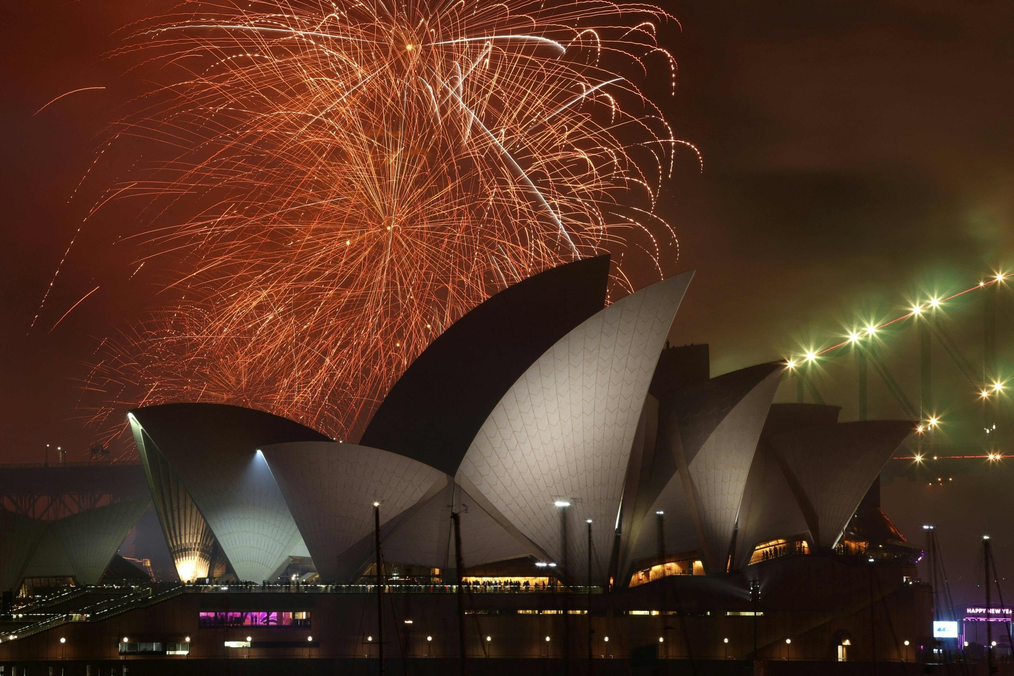 Fireworks fill the sky over the Opera House in Sydney on New Year’s Eve. Photo: AFP
